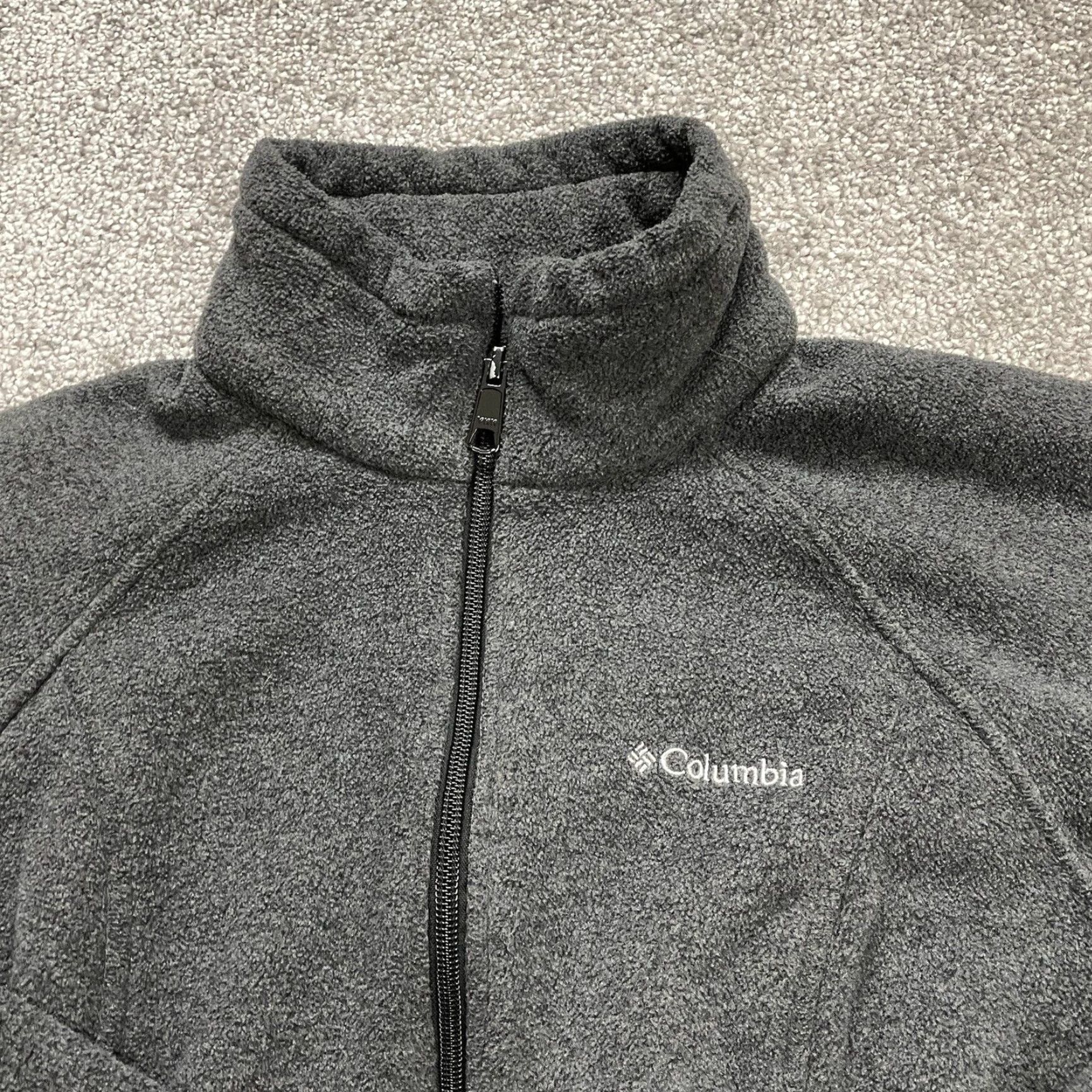 Vintage Columbia Benton Springs Jacket Women Small Gray Fleece Full Zip Pocket High Neck Size S / US 4 / IT 40 - 3 Thumbnail