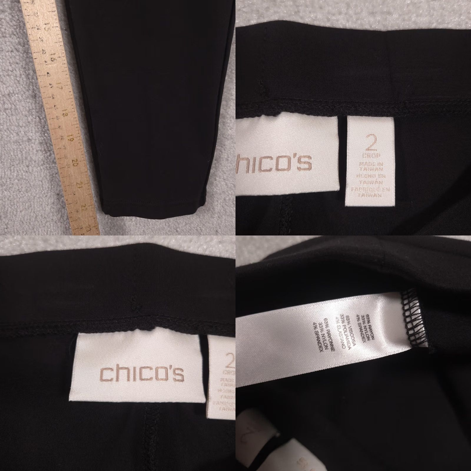 Vintage Chico's Dress Pants Womens 2 Black Ponte Slim Tapered Crop Pull On Stretch Work Dress Pants Woman SLIM PONTE Size 26" / US 2 / IT 38 - 8 Thumbnail