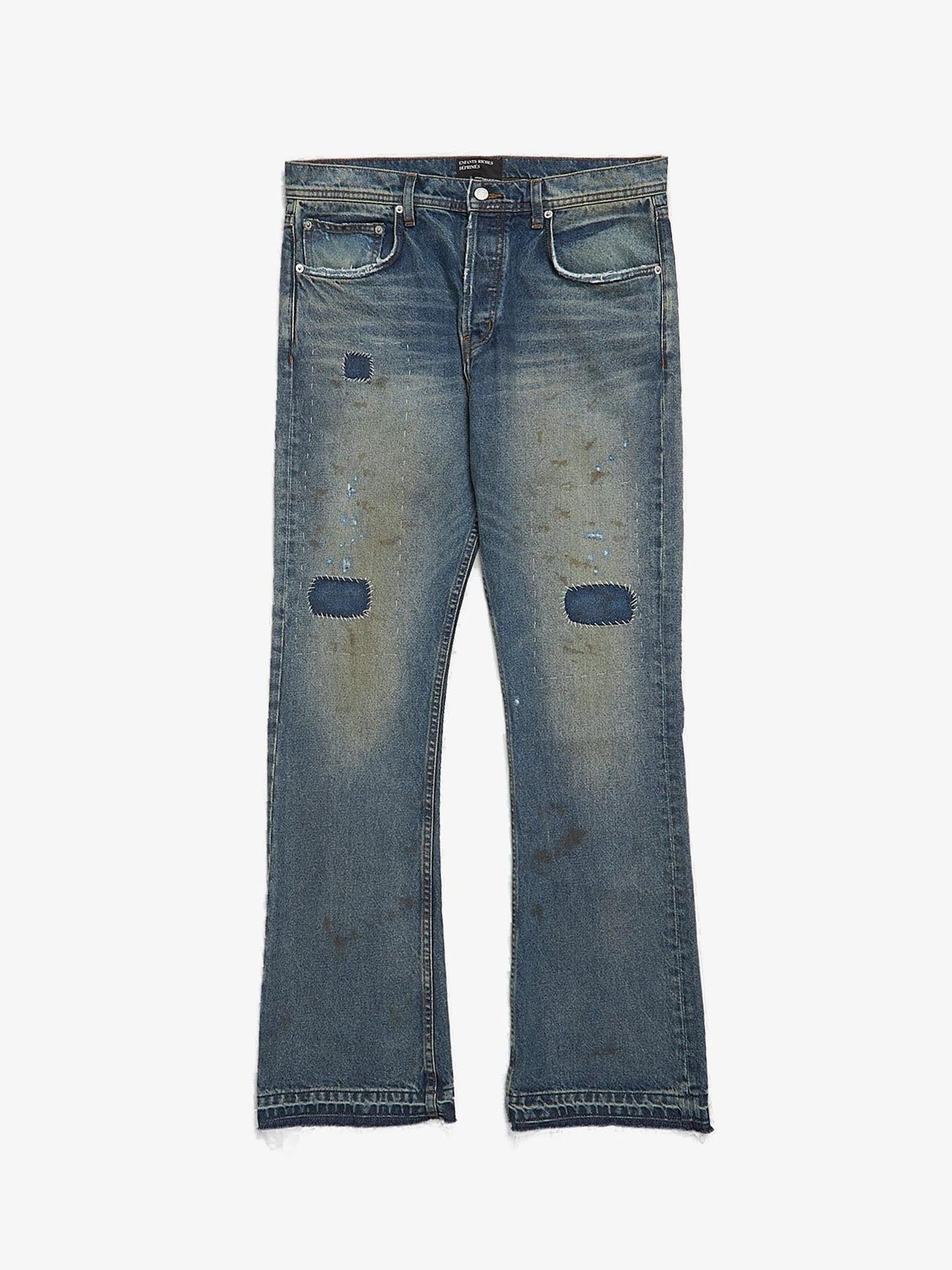 Enfants Riches Deprimes Blue Patched Faded Distressed Straight Denim Size US 34 / EU 50 - 1 Thumbnail