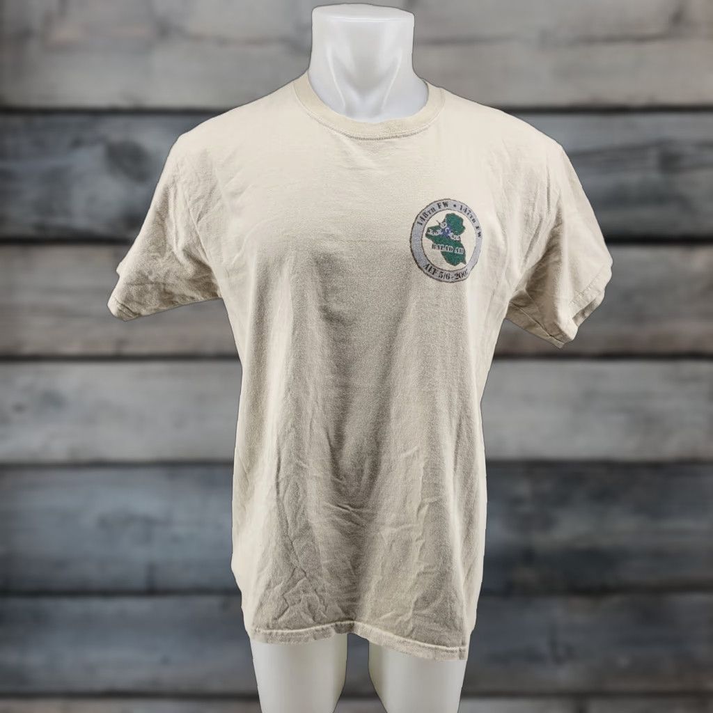 Anvil VINTAGE Anvil Distressed Operation Iraqi Freedom Mens LRG Tan Shirt Military AEF 5/6 2007 Shirt Mens XL Brown Cotton Graphic Military USA 2007 Size US XL / EU 56 / 4 - 1 Thumbnail