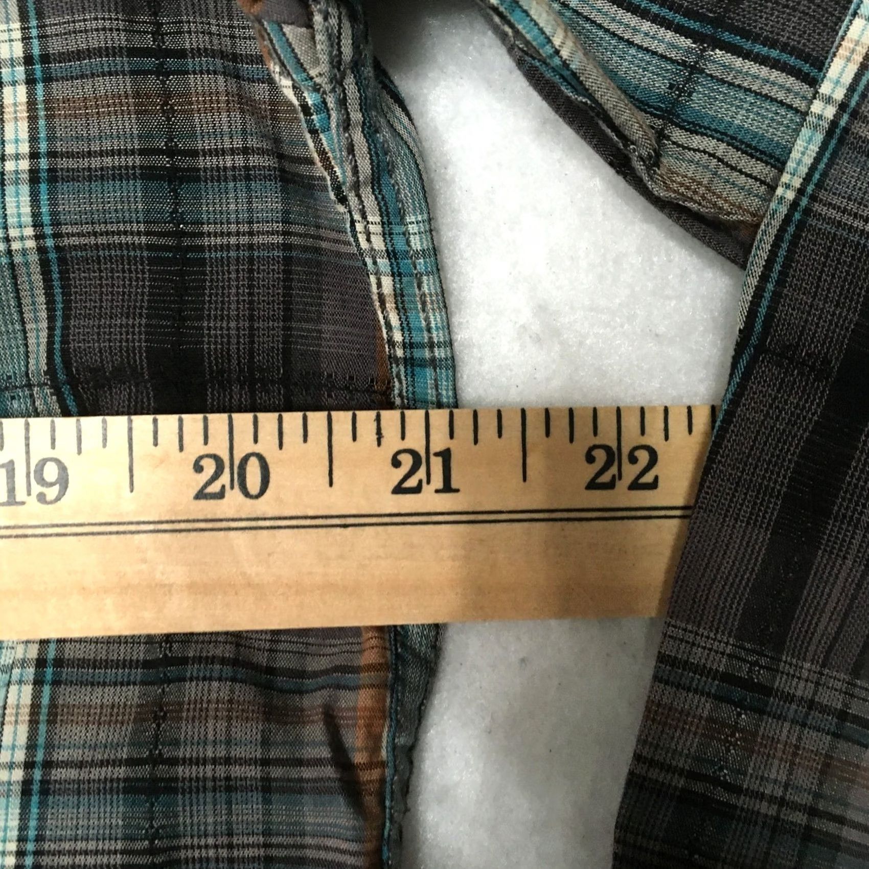 Vintage Coastal Men's Medium Western Shirt Gray Blue Plaid Pearl Snap Blend Size US M / EU 48-50 / 2 - 5 Thumbnail