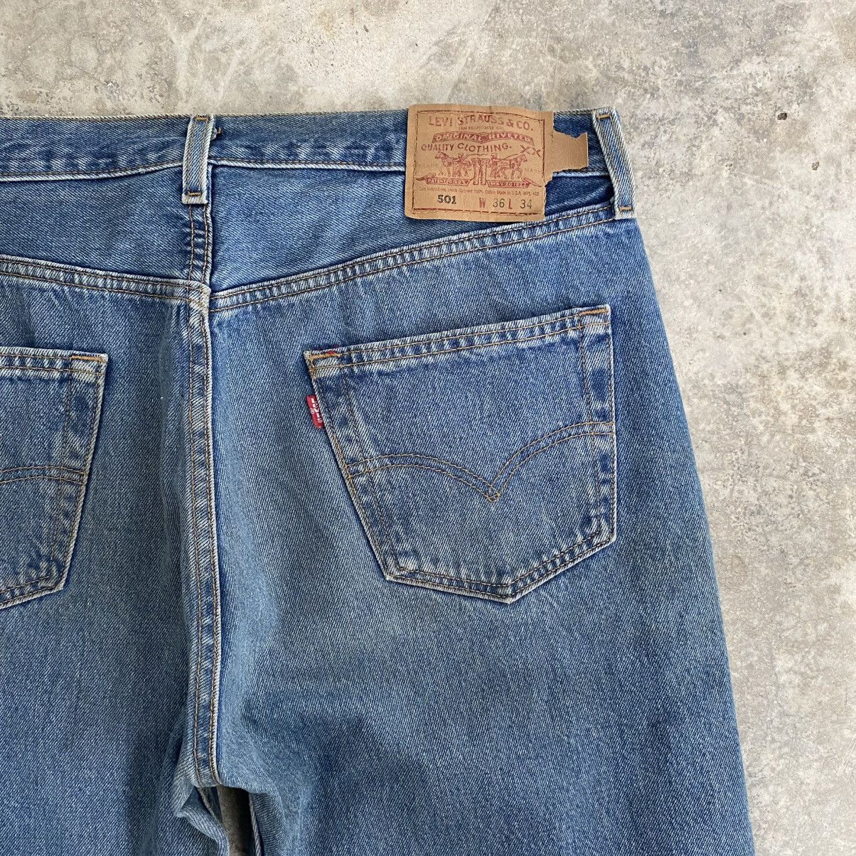 Levi's Vintage Levis 501 Faded Stonewashed Blue Distressed Jeans Size US 35 - 13 Thumbnail