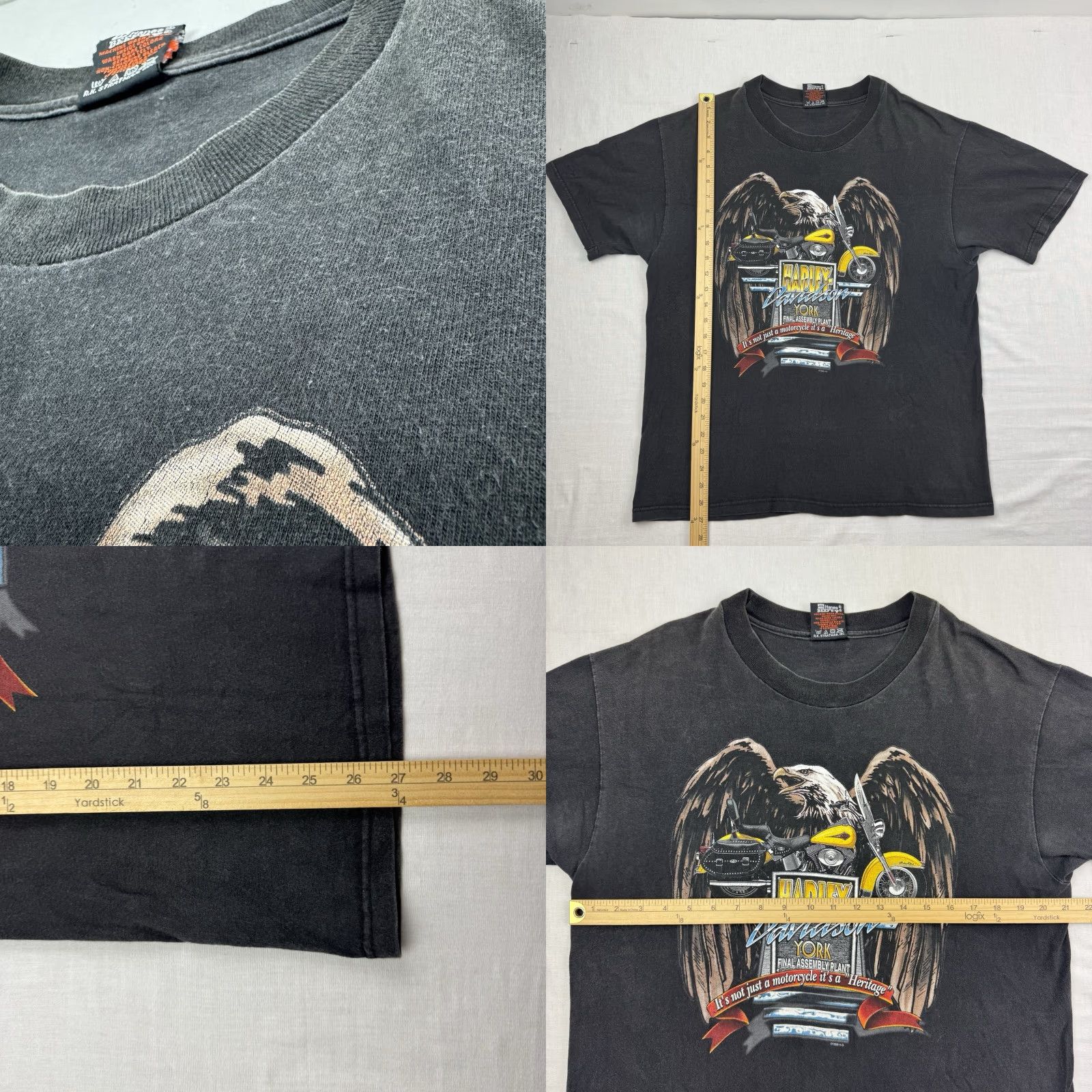 Harley Davidson VINTAGE Harley-Davidson T Shirt Adult L Eagle Motorcycle Biker York PA 90s Mens Size US L / EU 52-54 / 3 - 8 Thumbnail