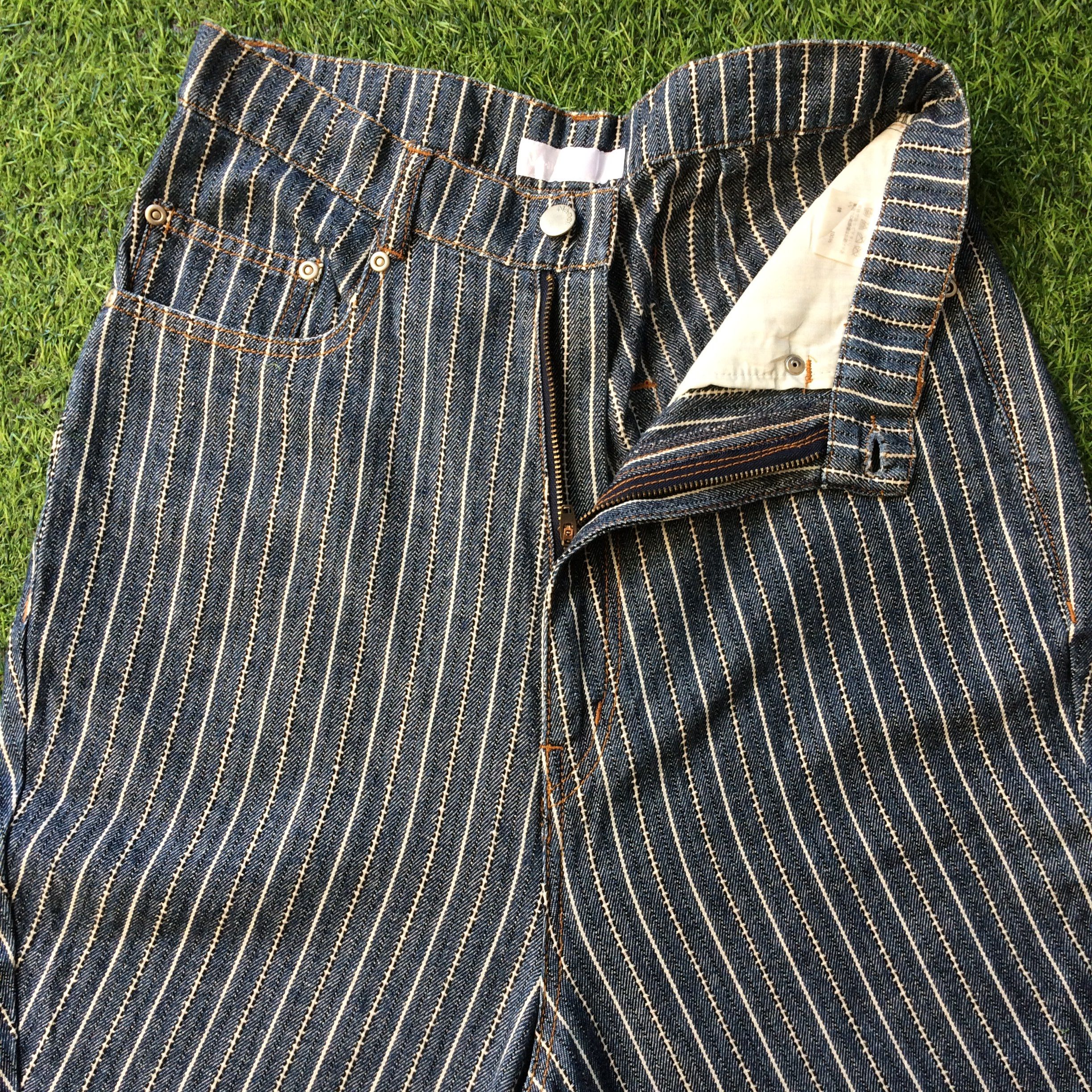 Issey Miyake × Japanese Brand × Ne-Net Ne-net by Issey Miyake Striped Drop Crotch Jeans Pants D-518 Size US 27 - 3 Thumbnail