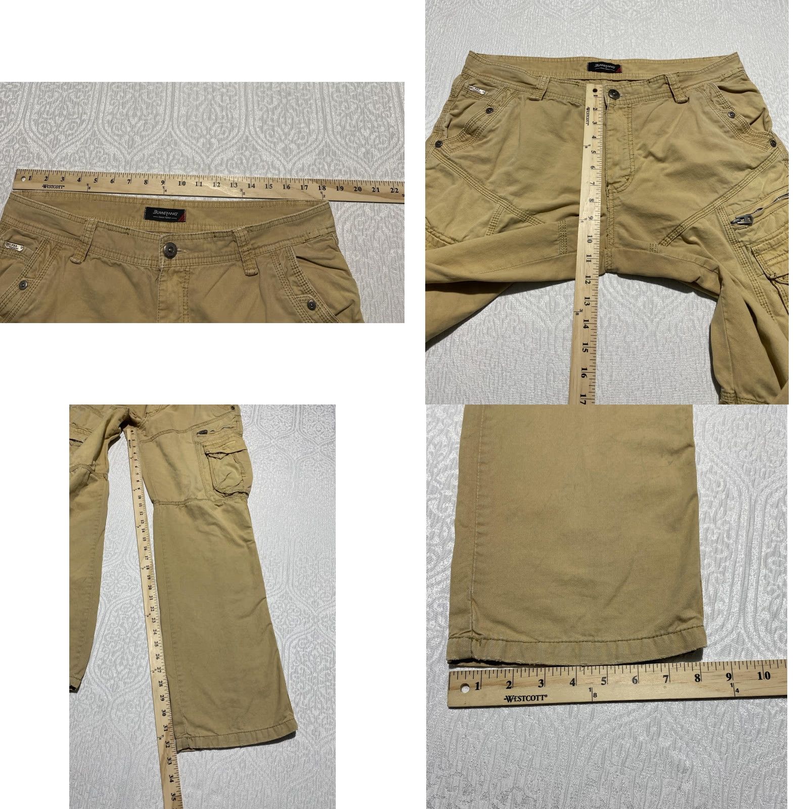 Vintage Bumerang Cargo Pants Mens 36 Khaki Beige Cargo Pocket Casual Outdoor Workwear Relaxed Straight Pant Mens Size US 36 / EU 52 - 9 Thumbnail