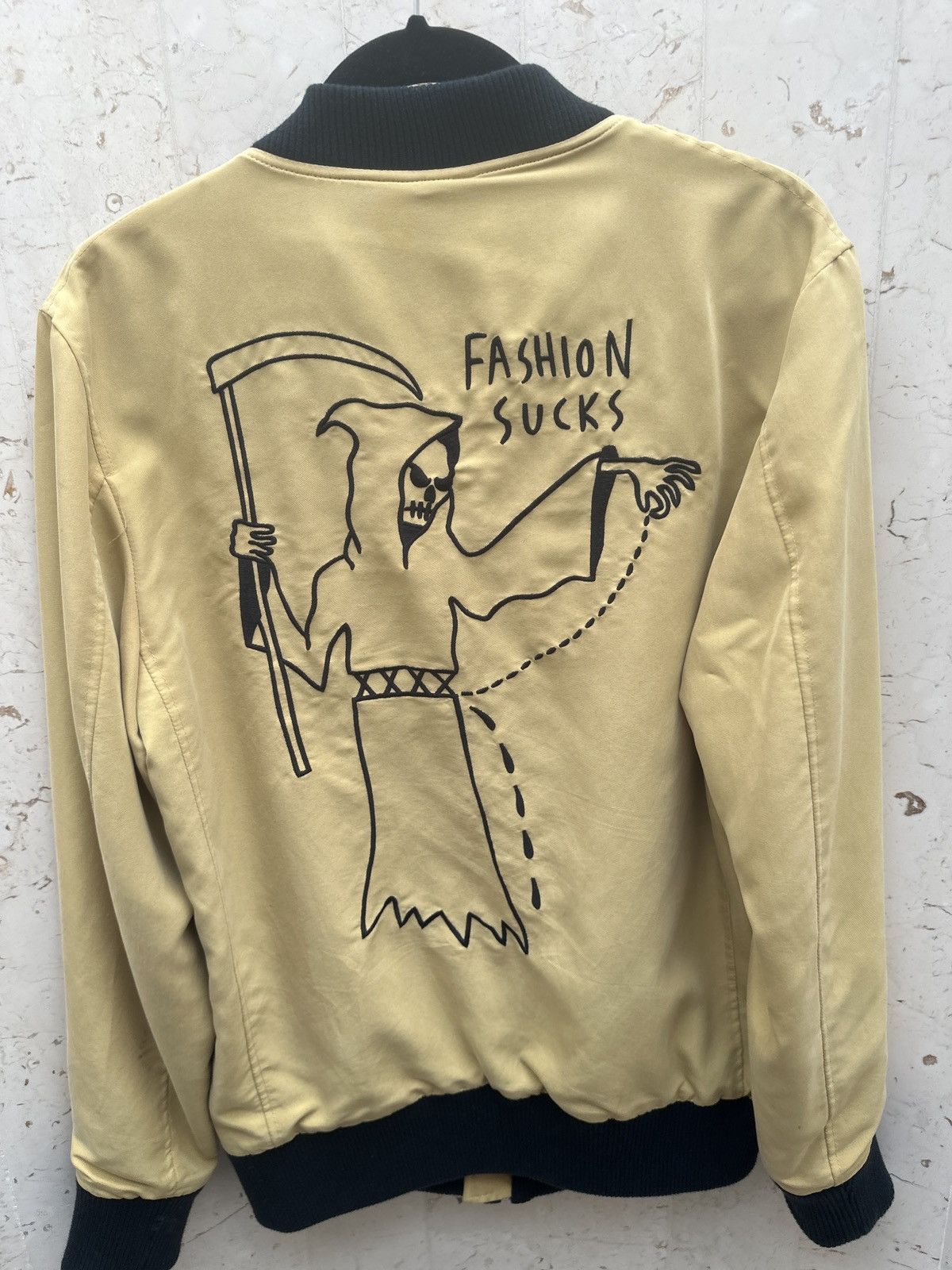 image of 424 Bomber Jacket X Sean From Texas in Black/Yellow, Men's (Size Medium)