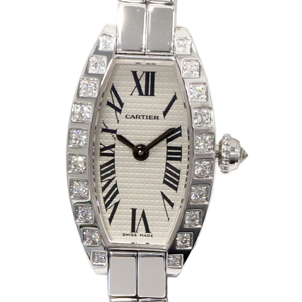 Cartier Cartier Cartier K18WG Lanieres Mini Tonneau Watch WJ2004W3 Calfskin Quartz WJ2004W3 Size ONE SIZE - 1 Thumbnail