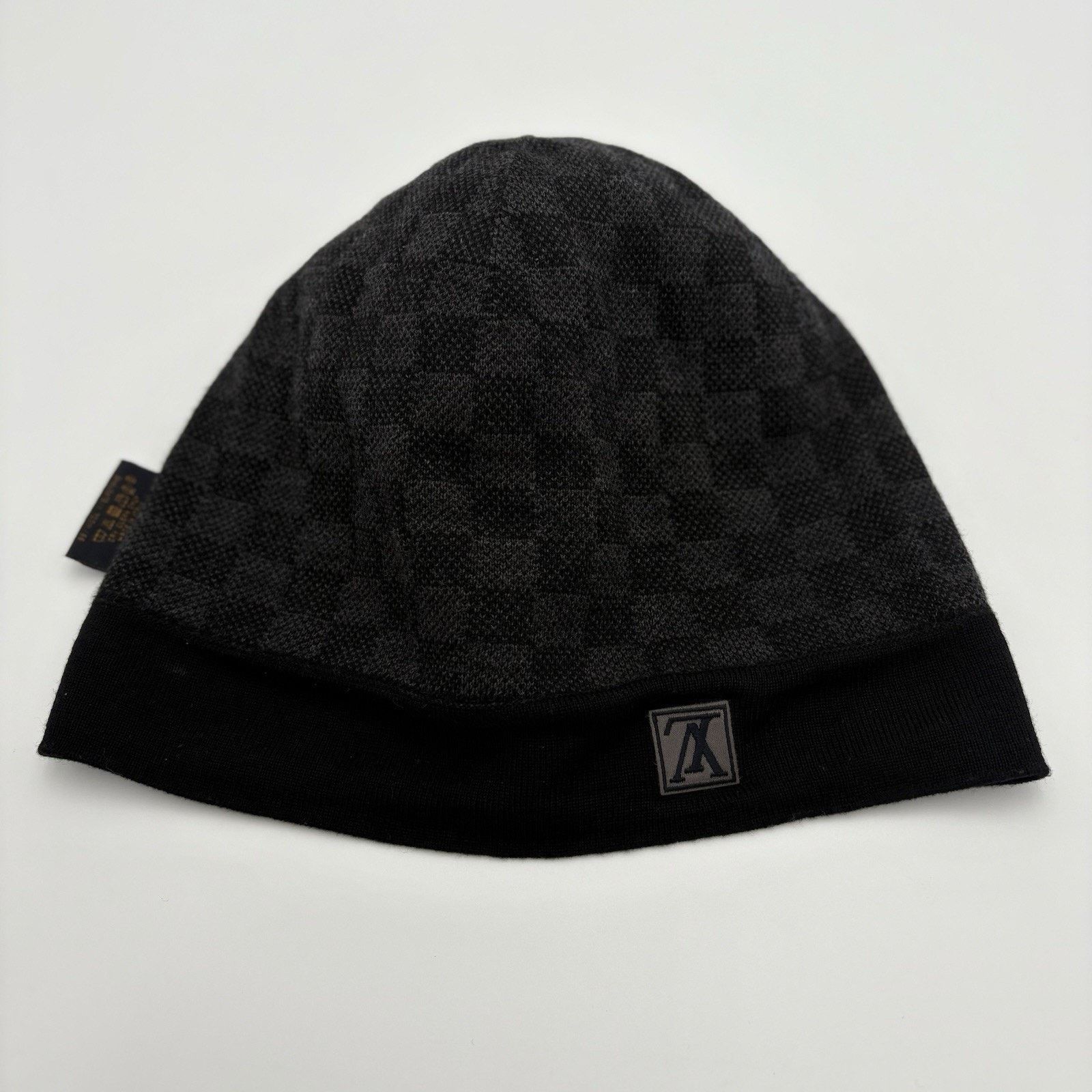 Louis Vuitton Louis Vuitton Wool Petit Damier Graphite Beanie ' Black Grey Size ONE SIZE - 8 Thumbnail