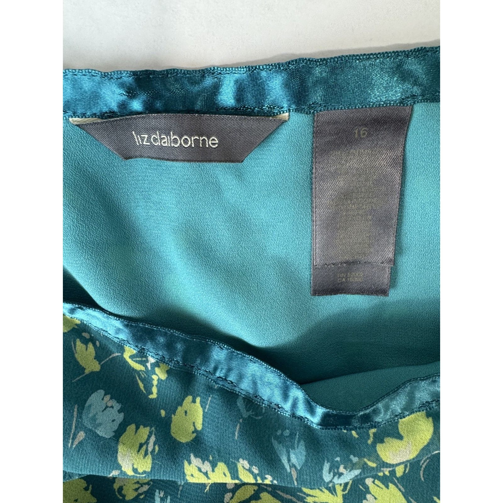 Other Twee Floral Skirt Liz Claiborne Blue Yellow Teal Trumpet 16 Size 38" / US 16 / IT 52 - 6 Thumbnail