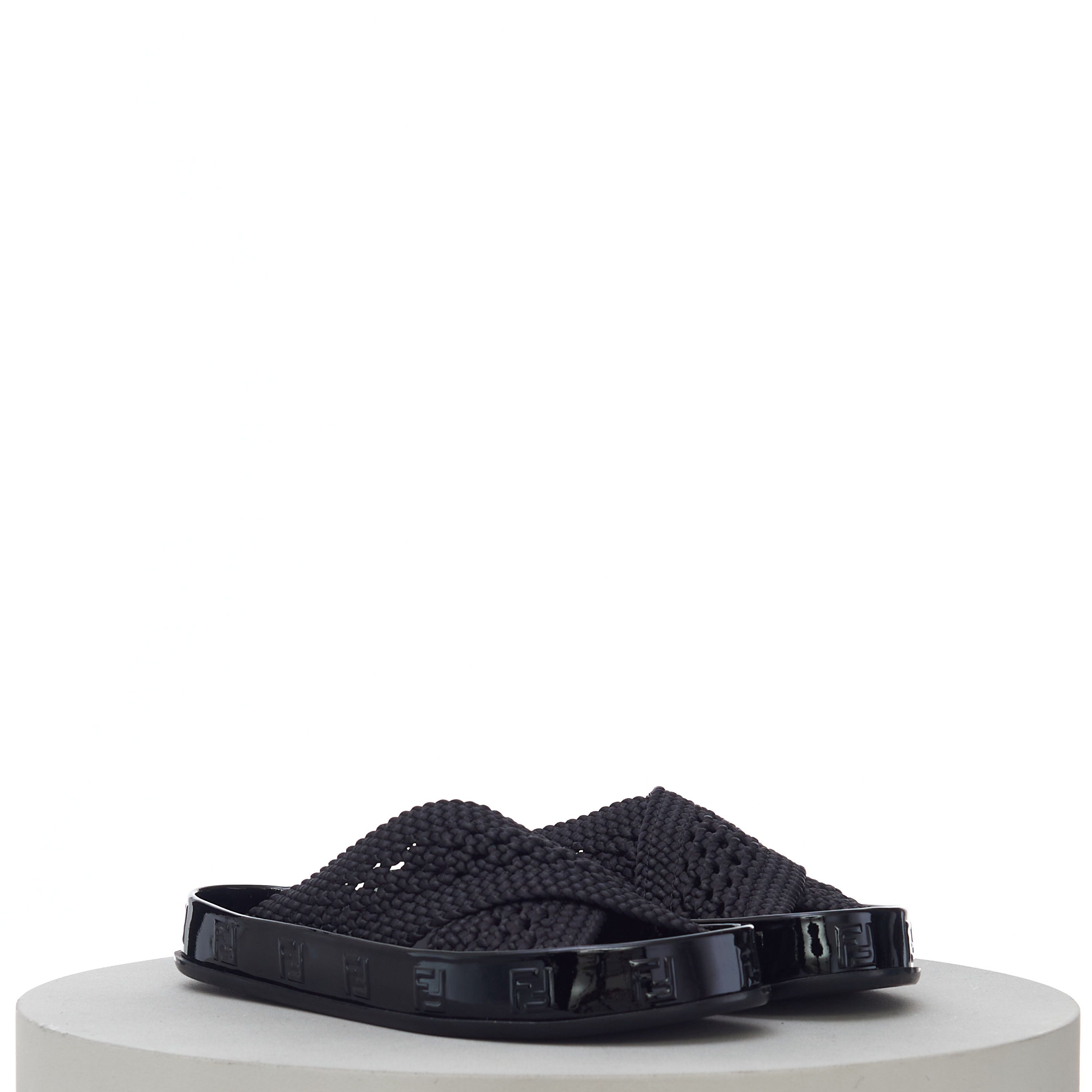 Fendi Reflections Sandals In Black Patent Leather Size US 6 / IT 36 - 1 Thumbnail