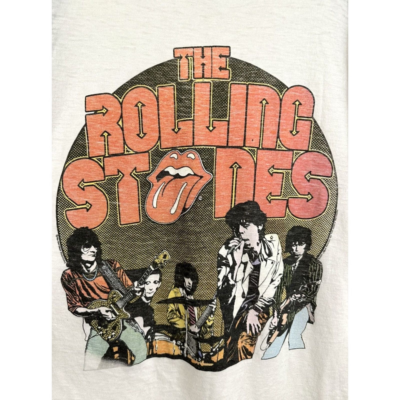 Vintage VTG The Rolling Stones The Knits Raglan Burn Out 80s Band T-Shirt XL White Men 3/4 Sleeve Raglan Burnout Tee Size US XL / EU 56 / 4 - 2 Thumbnail