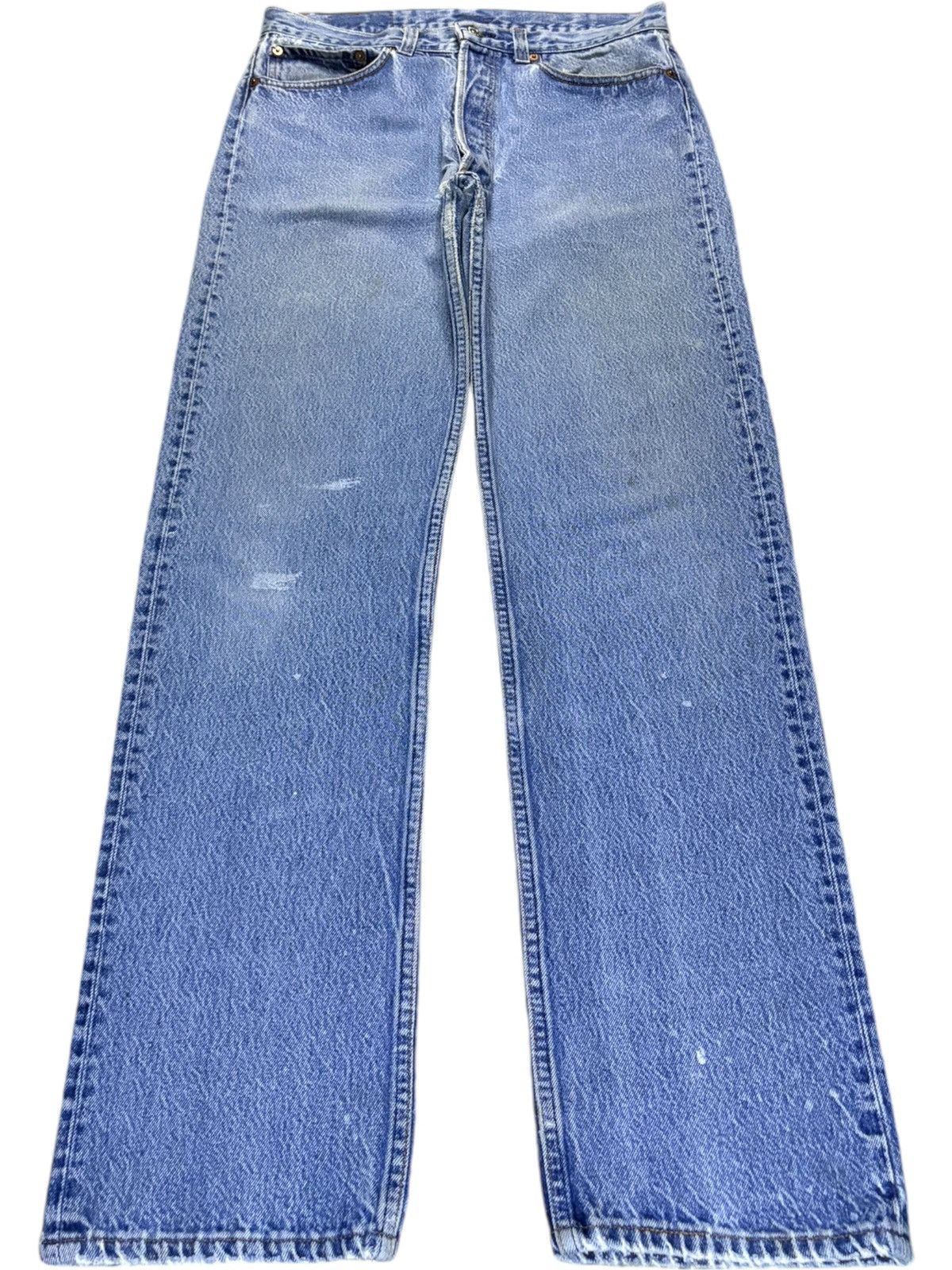 Levi's Vintage 80s Levis 501xx Blue Wash Distressed Jeans Size US 31 - 1 Thumbnail