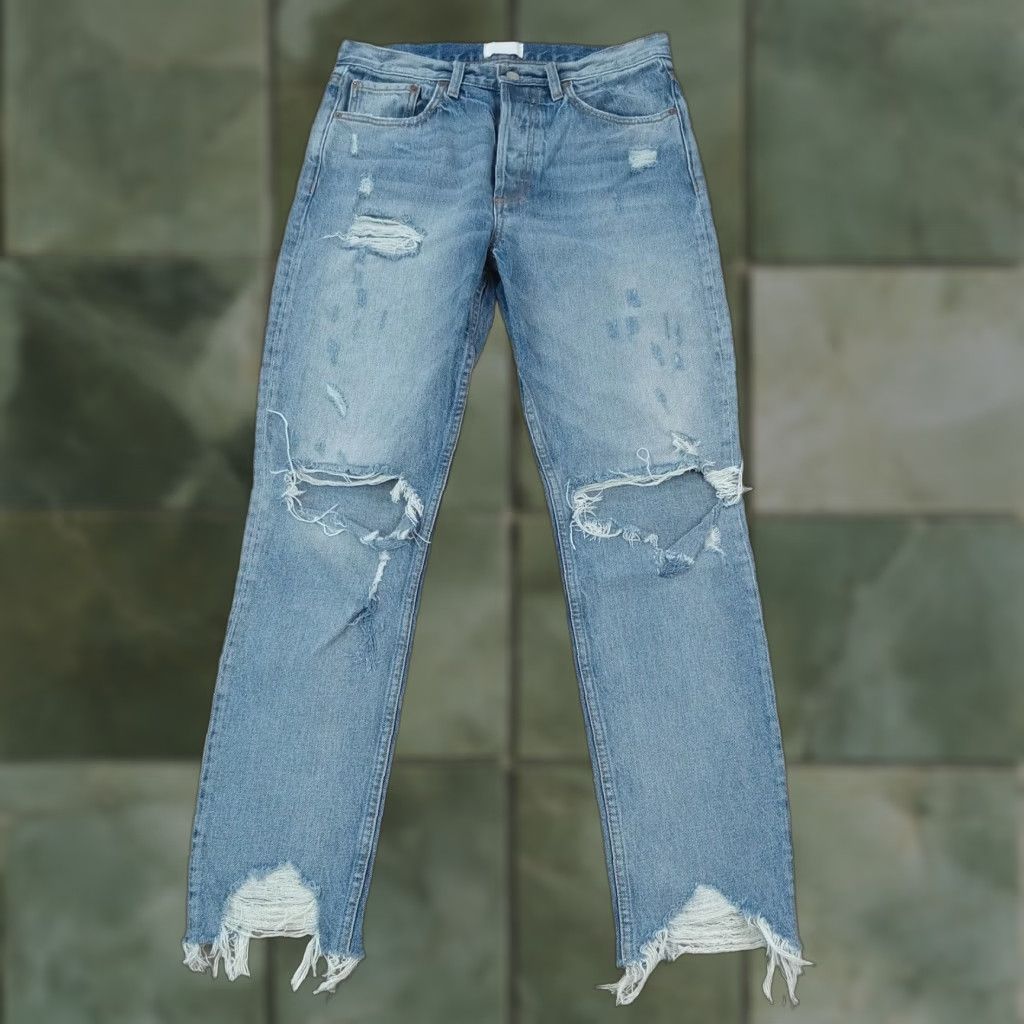 Boyish Boyish Blue Women's Ankle Jeans 30x28 Distressed Button Fly Cotton Spandex Stretch Size 30" / US 8 / IT 44 - 1 Thumbnail