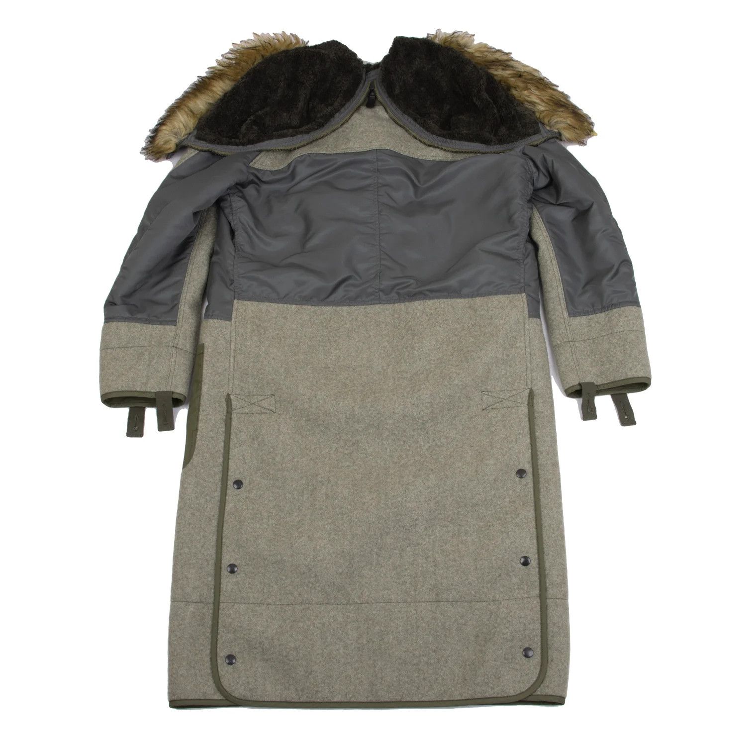 Junya Watanabe Military-Style Fur-Trimmed Hoodie Coat in Khaki Size S Size US S / EU 44-46 / 1 - 14 Thumbnail