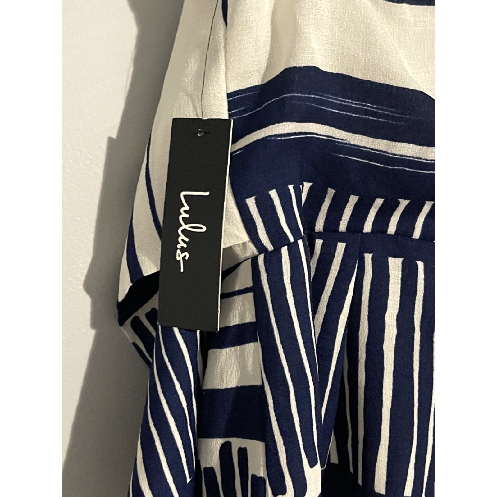Lulus Lulus Delphi Blue & White Striped Tie-Front Strapless Romper Size M NWT Womens Romper Size 32" / US 10 / IT 46 - 7 Thumbnail