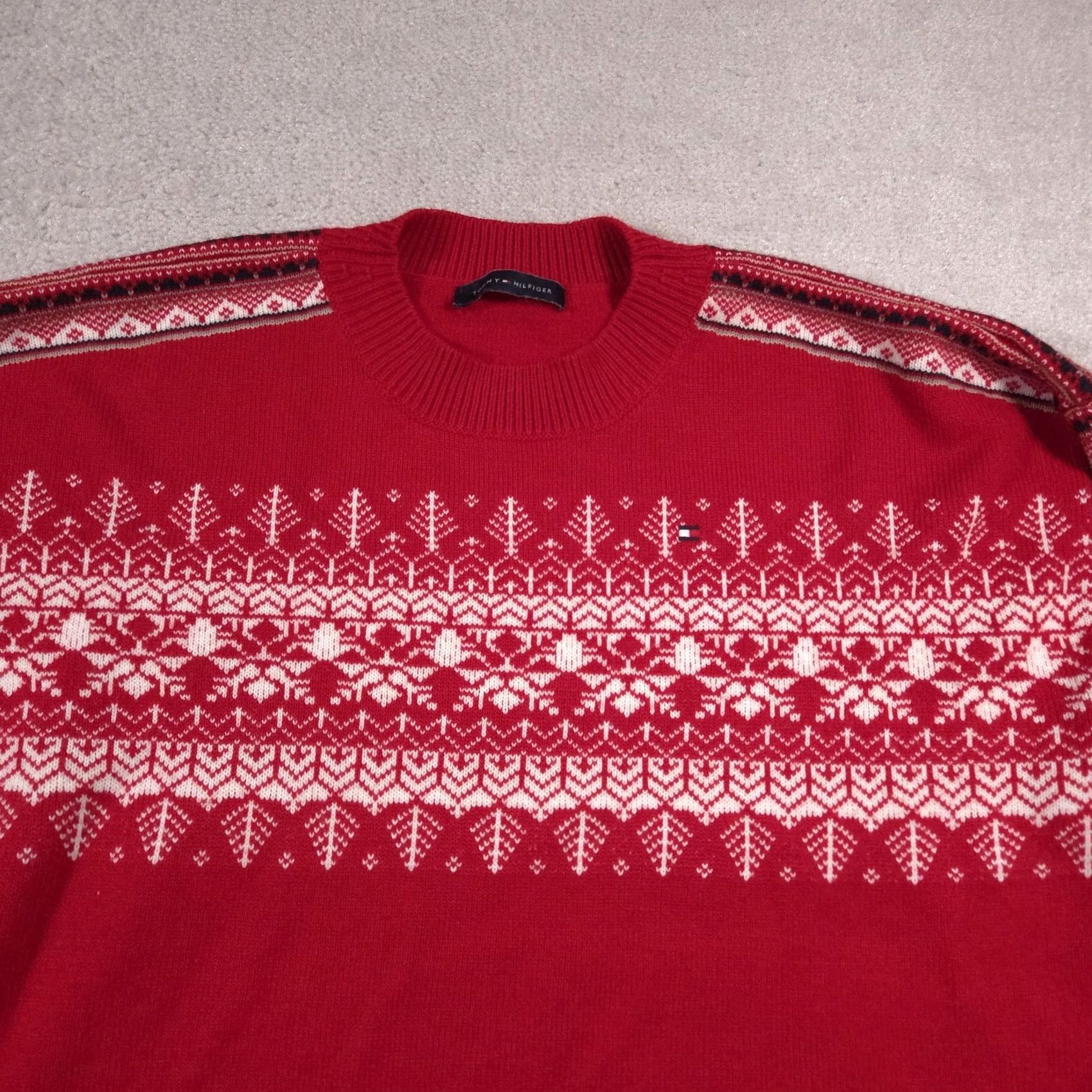 Tommy Hilfiger Tommy Hilfiger Sweater Womens XL Red Fair Isle Knit Holiday Crewneck Pullover Size XL / US 12-14 / IT 48-50 - 3 Thumbnail