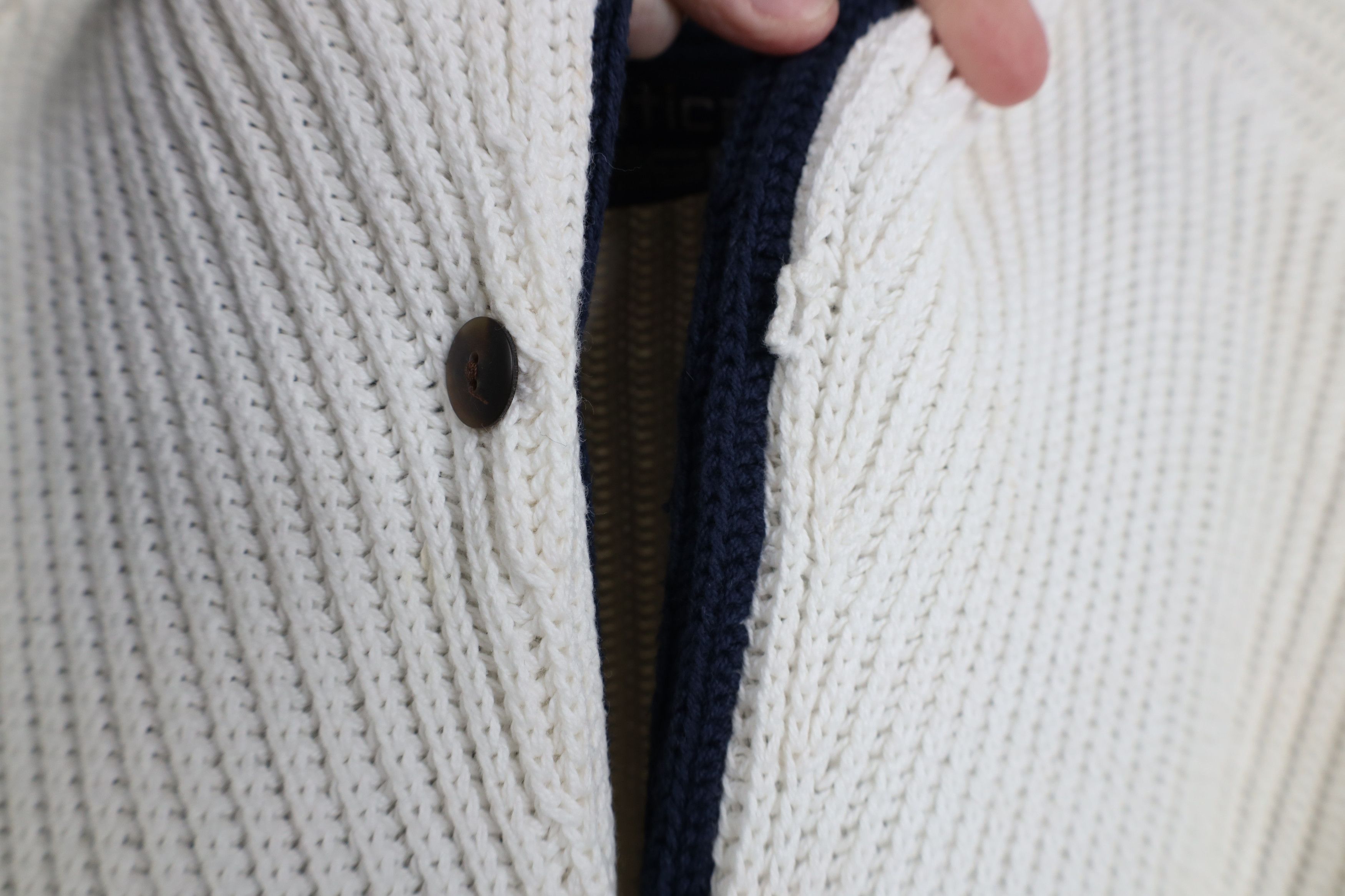 Nautica Vintage 90s Nautica Ribbed Knit Shawl Cardigan Sweater White Size US L / EU 52-54 / 3 - 6 Thumbnail