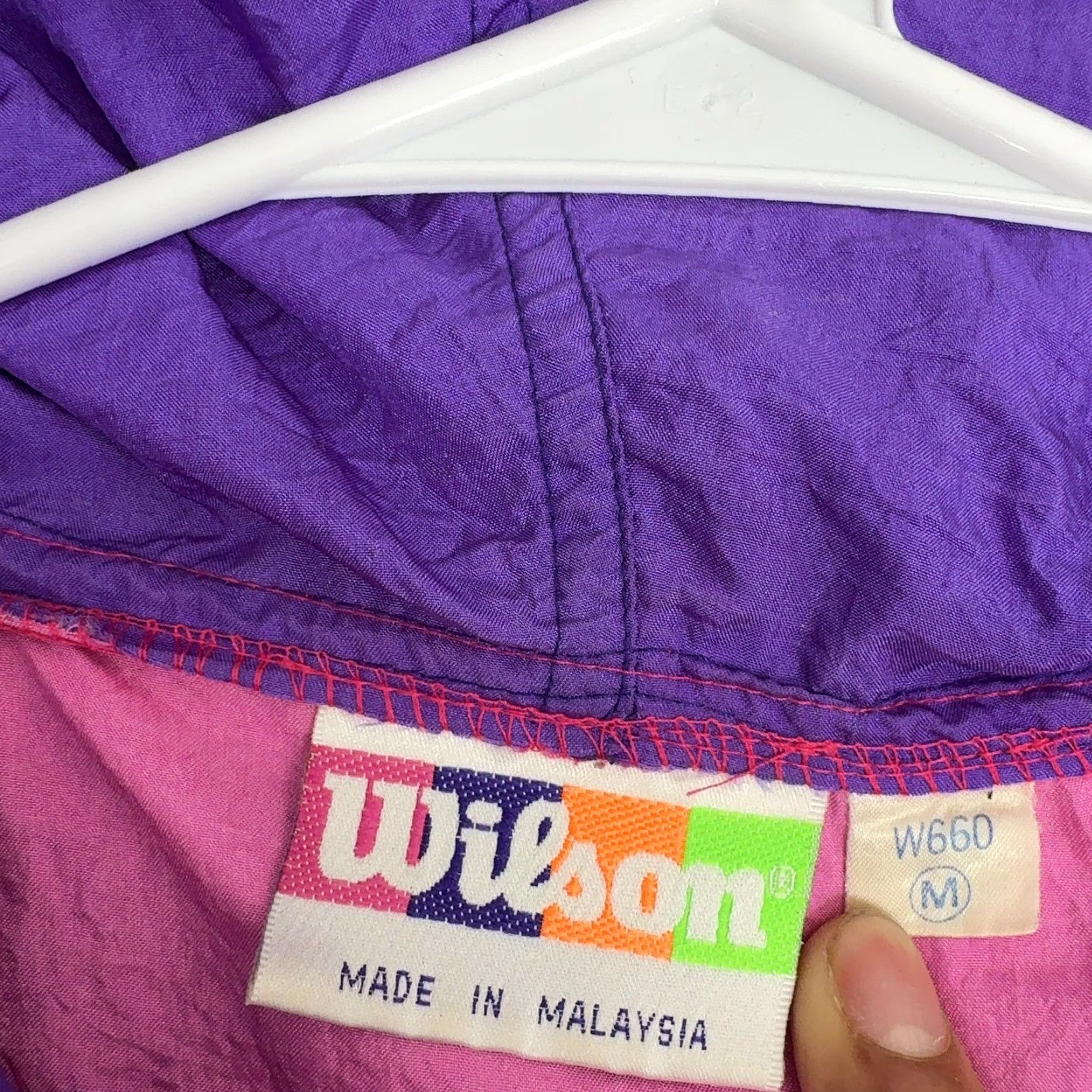 Wilson VINTAGE Wilson Windbreaker Mens M Pink Purple Quarter Zip Hooded Pullover Sport Size US M / EU 48-50 / 2 - 4 Thumbnail