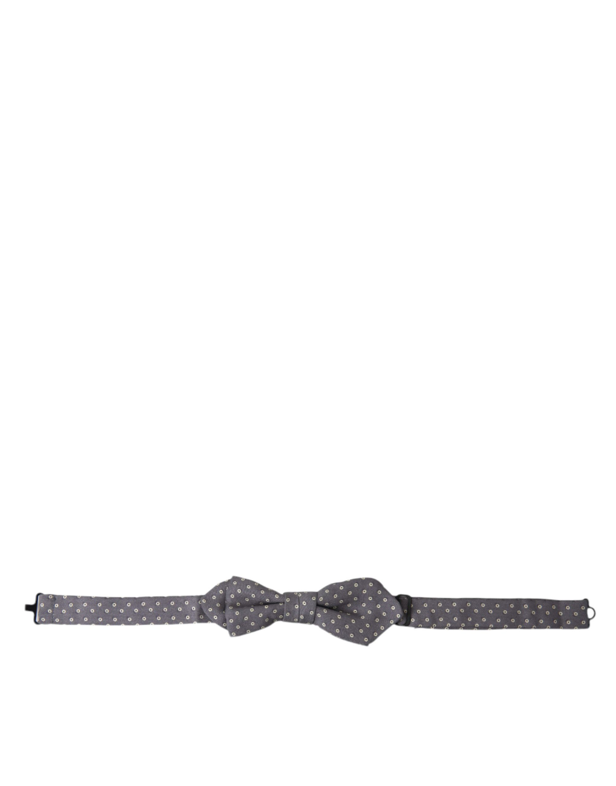 Dolce & Gabbana Elegant Silk Gray Polka Dot Bow Men's Tie Size ONE SIZE - 1 Thumbnail