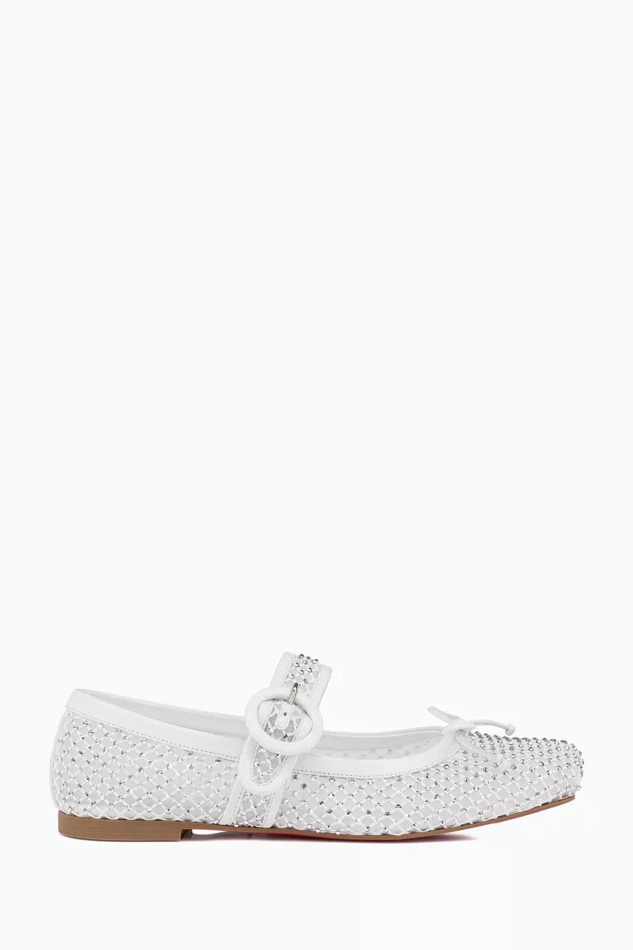 Christian Louboutin oc11z0525 Mamastrapitina Flat Resille Strass in White Size US 6 / IT 36 - 2 Thumbnail