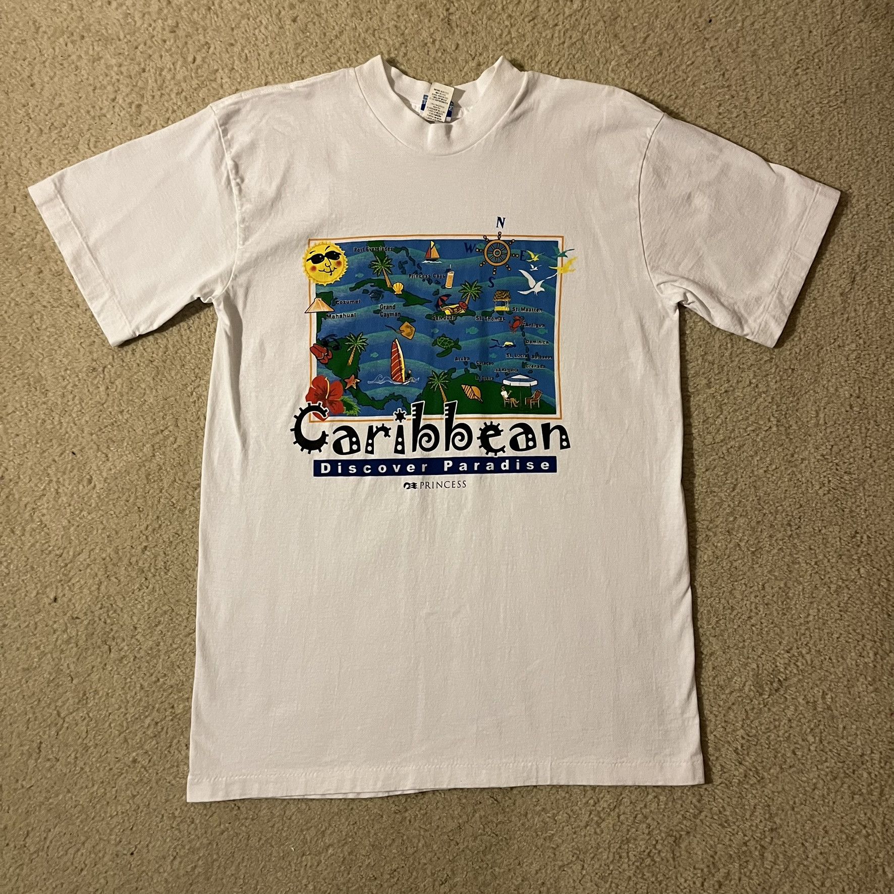 Vintage VTG 00s Princess Where I Belong Caribbean Tee Size US L / EU 52-54 / 3 - 1 Thumbnail