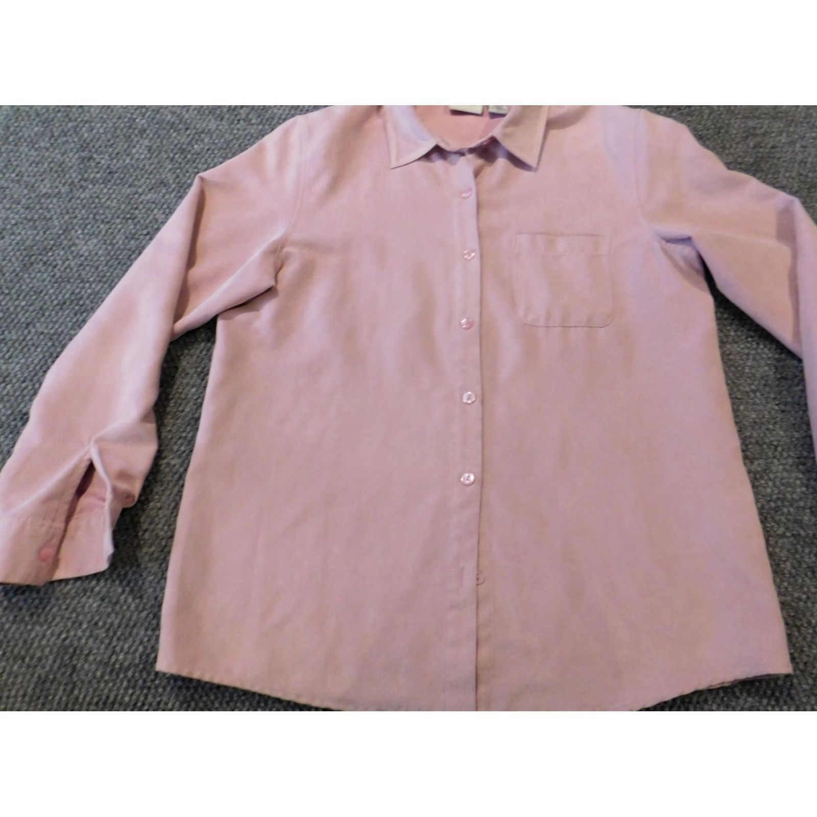 Vintage Sonoma Womens Button-Up Blouse L Purple Casual Knit Cotton Long Sleeve Size L / US 10 / IT 46 - 3 Thumbnail