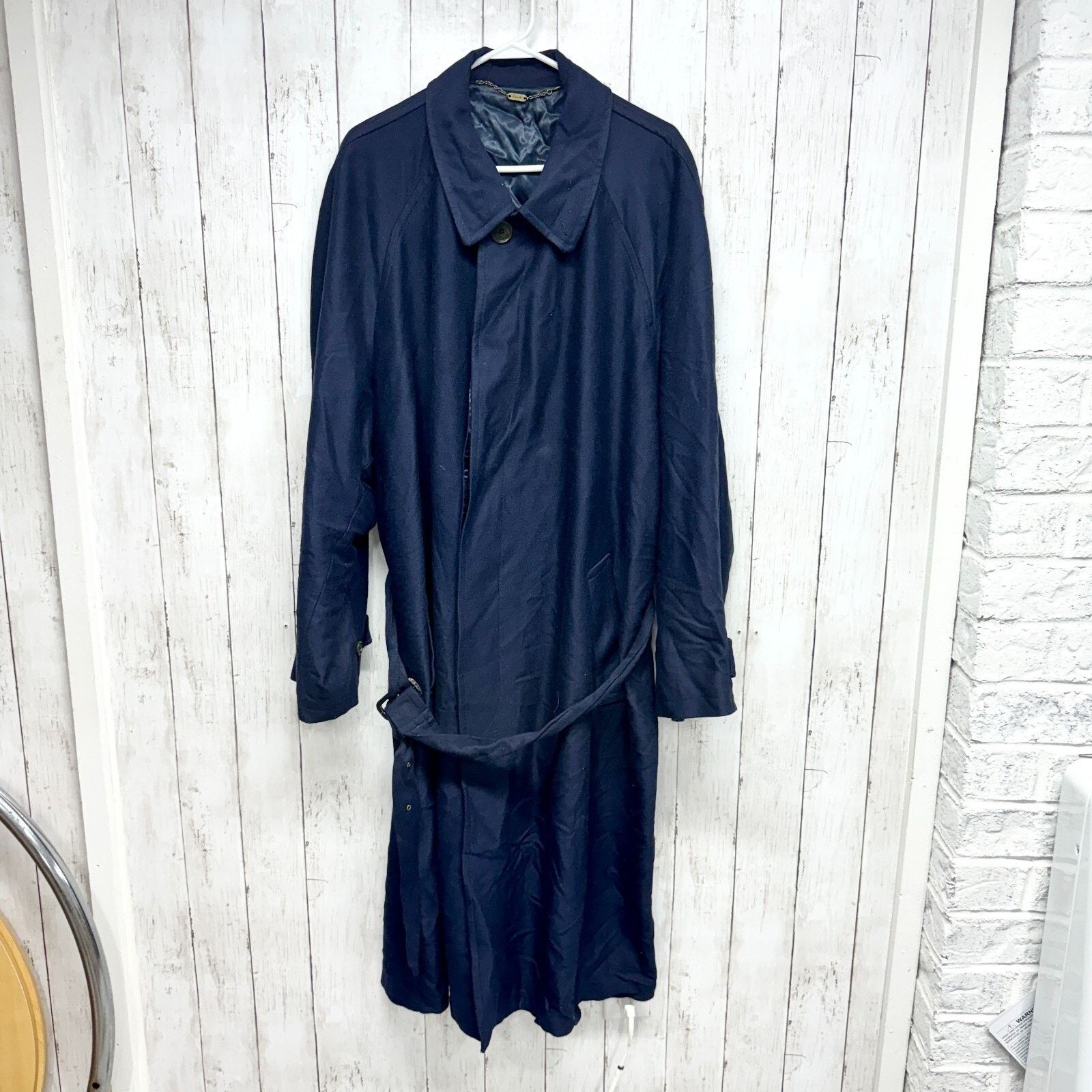 Vintage Vintage Reporter Coat Large Navy Button Belted Long Peacoat Size L / US 10 / IT 46 - 3 Thumbnail