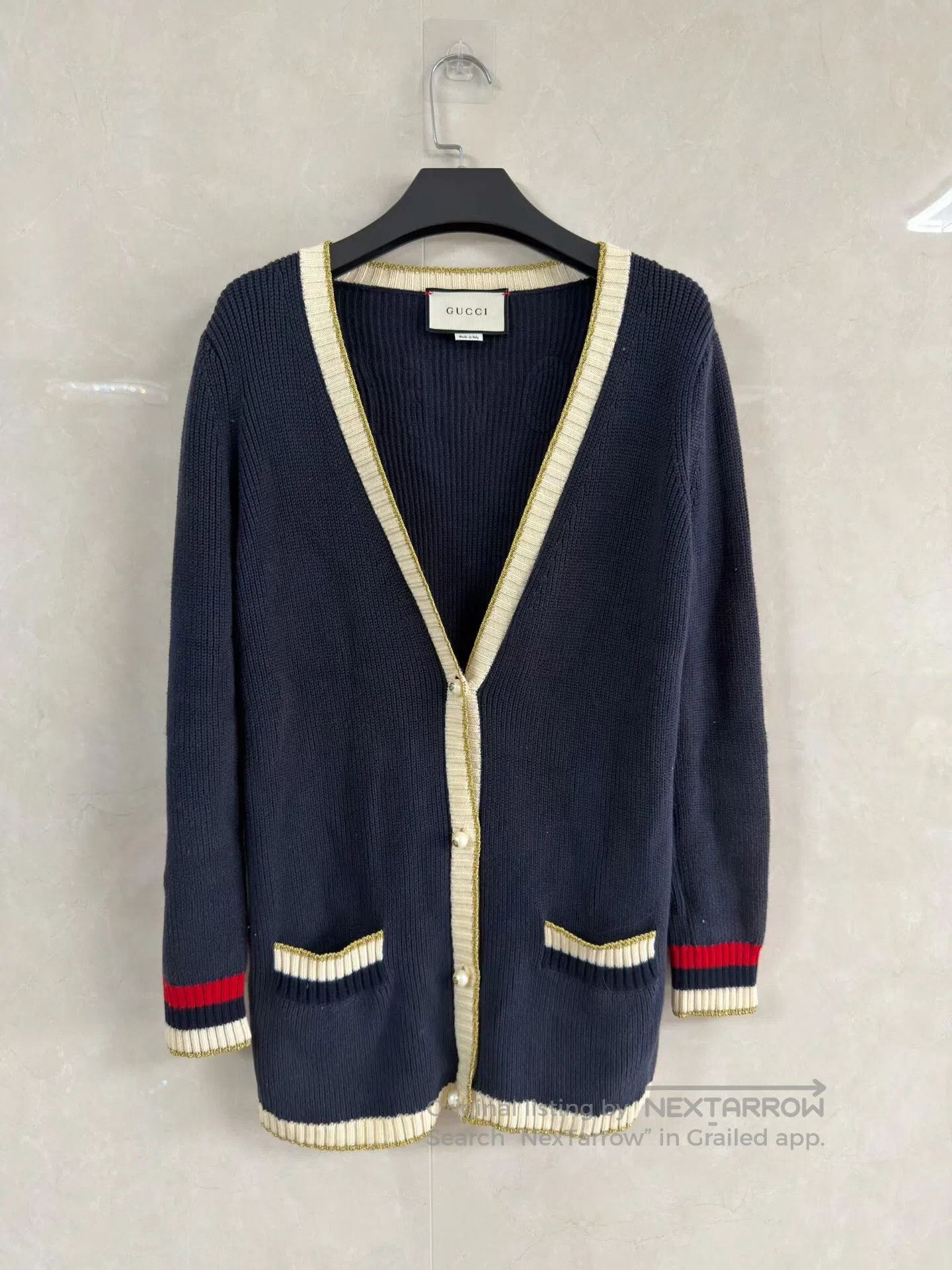 Gucci Guicci Gold Thread Pearl Button Cardigan| Size US XS / EU 42 / 0 - 1 Thumbnail