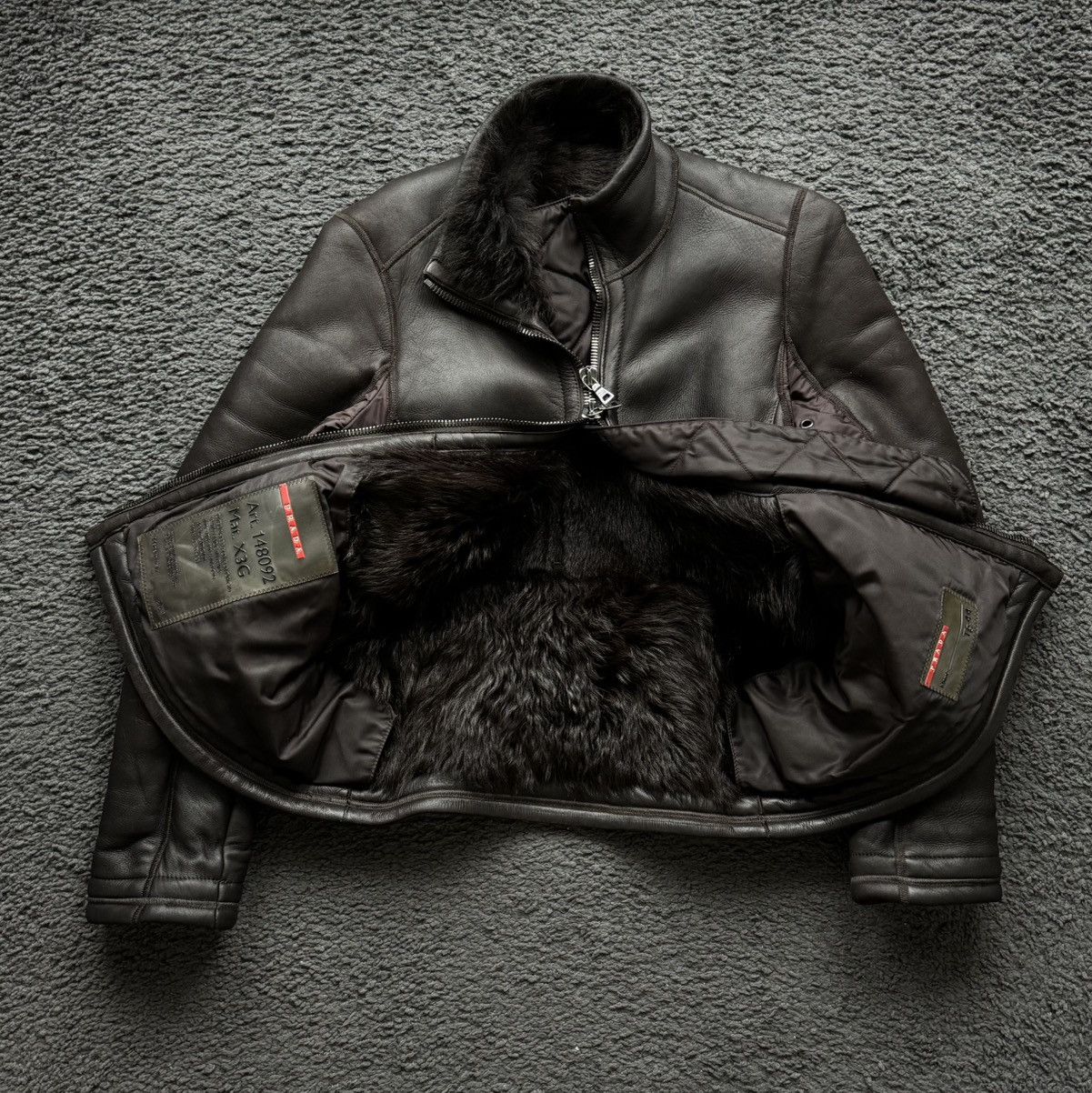 Prada Prada red tab shearling motorcycle jacket Size M / US 6-8 / IT 42-44 - 2 Thumbnail