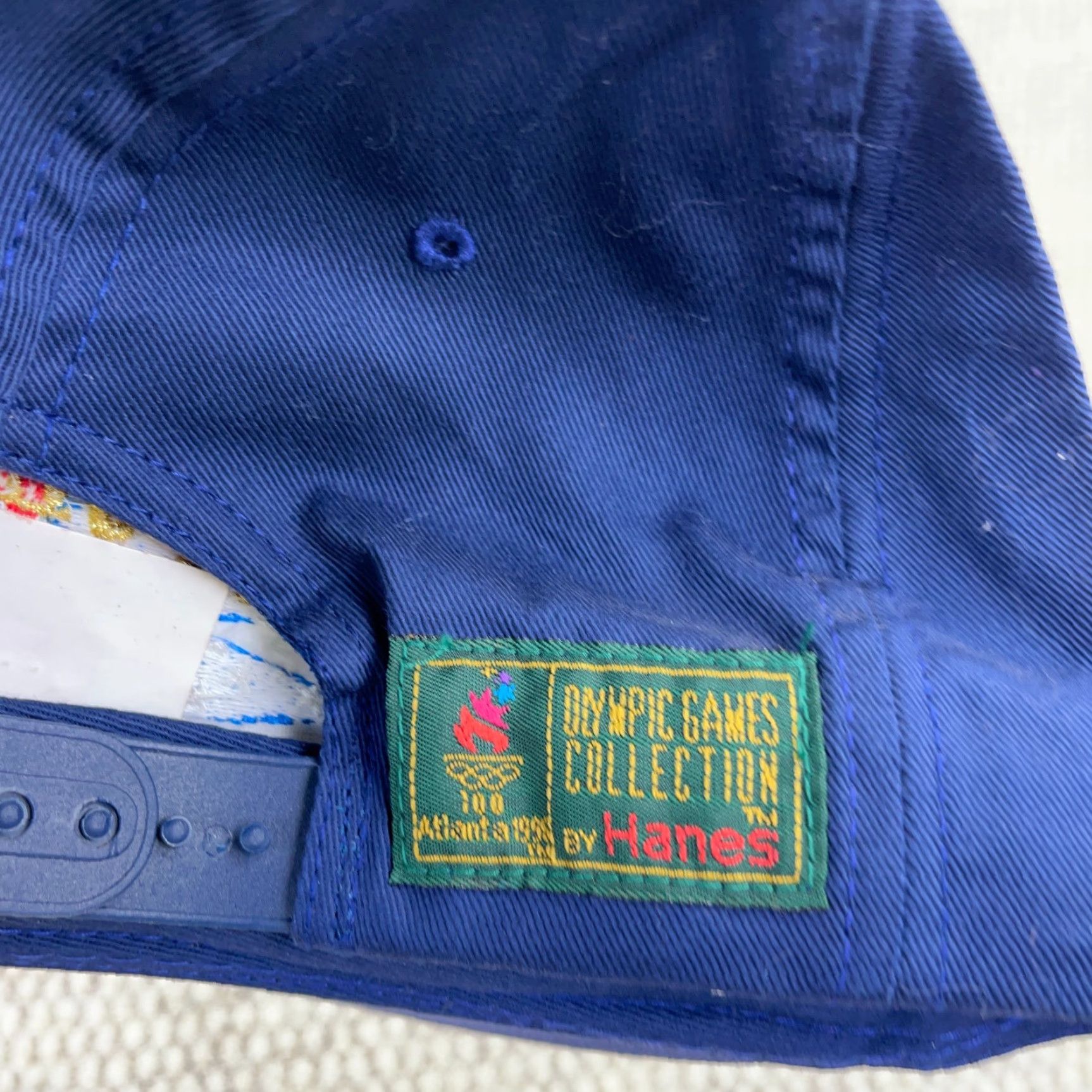 Hanes VINTAGE Olympics Snapback Hat Cap 1996 Atlanta 90s USA Flag Blue Mens One Size Size ONE SIZE - 6 Thumbnail