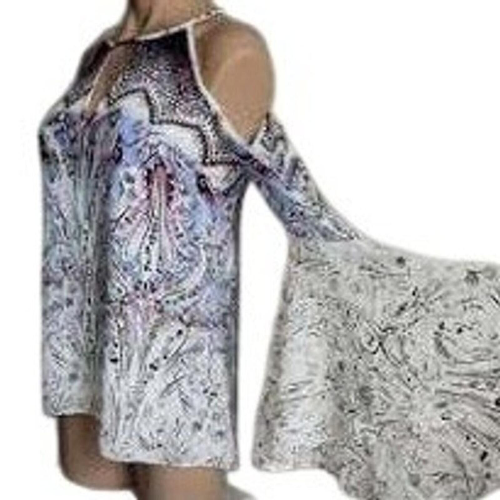 Other White House Black Market Cold Shoulder Top 4P Blue Paisley Size S / US 4 / IT 40 - 2 Thumbnail