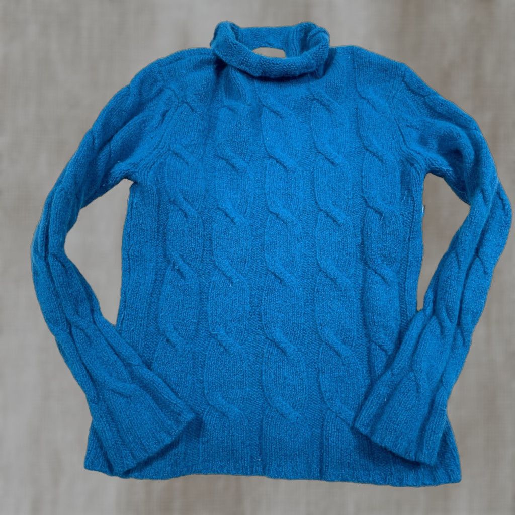 Eddie Bauer Eddie Bauer Women Sweater Large Blue Wool Cable Knit Turtle Neck Pullover Crew Neck Knitting Size L / US 10 / IT 46 - 1 Thumbnail