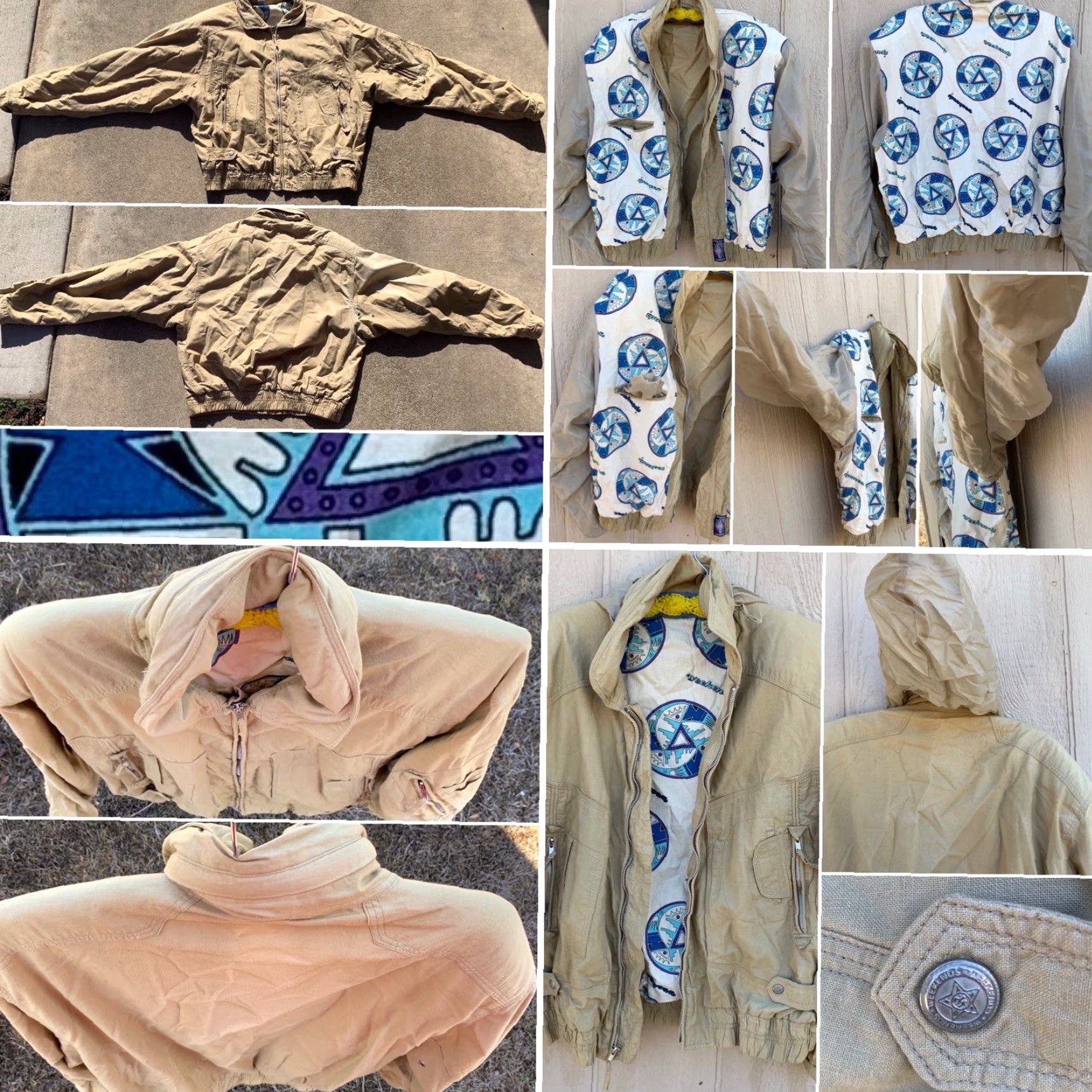 Vintage VINTAGE Weekends Jacket Cotton Bomber All Over Print Lining Shoulder Pads M Beige 80s 90s Zip Mens Size US M / EU 48-50 / 2 - 3 Thumbnail