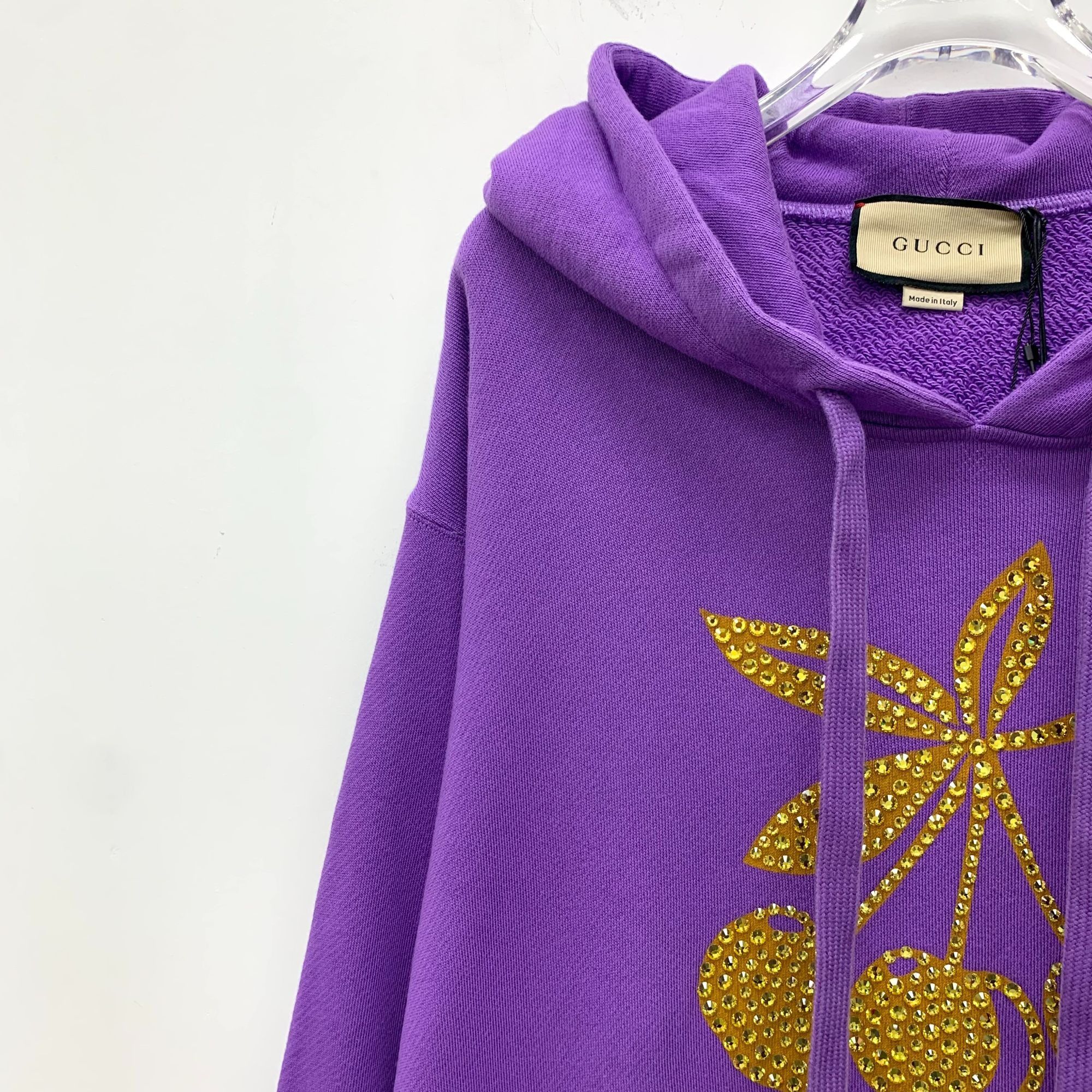 Gucci GUCCI Purple Cotton Hoodie With Gold Crystal Cherry Design S Size M / US 6-8 / IT 42-44 - 7 Thumbnail