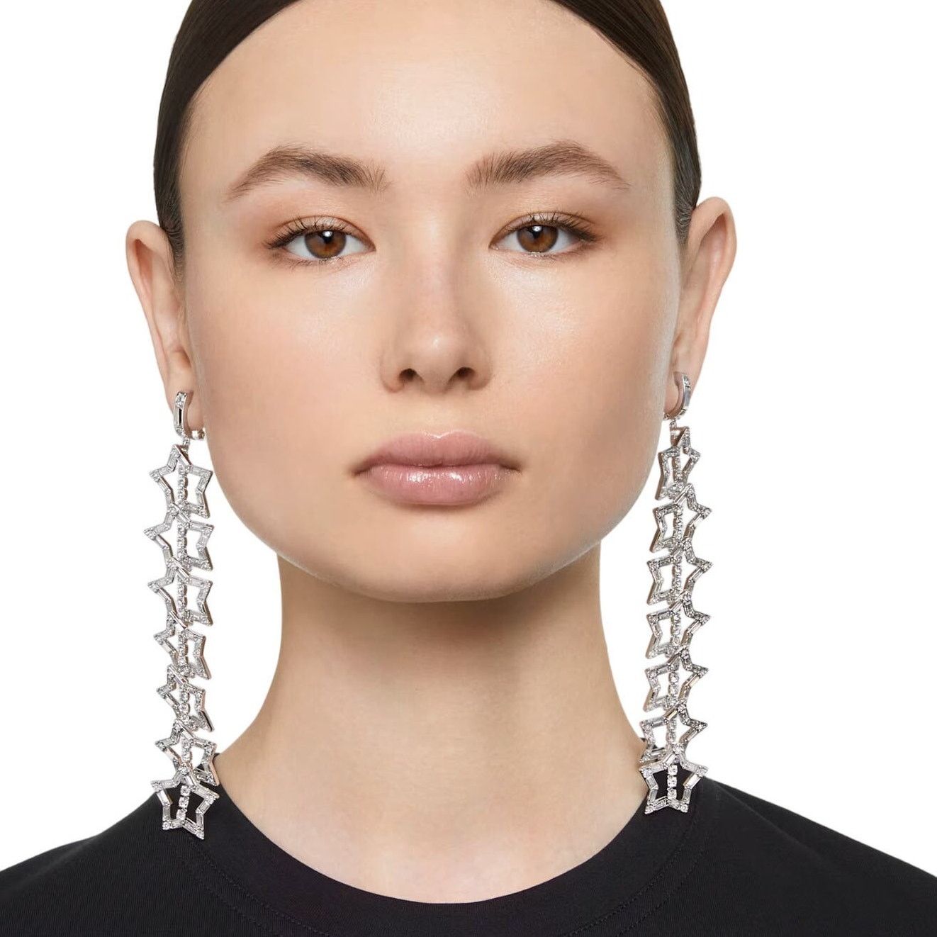 Swarovski Swarovski Stella clip earrings Star, Long, White, Rhodium Size ONE SIZE - 6 Thumbnail