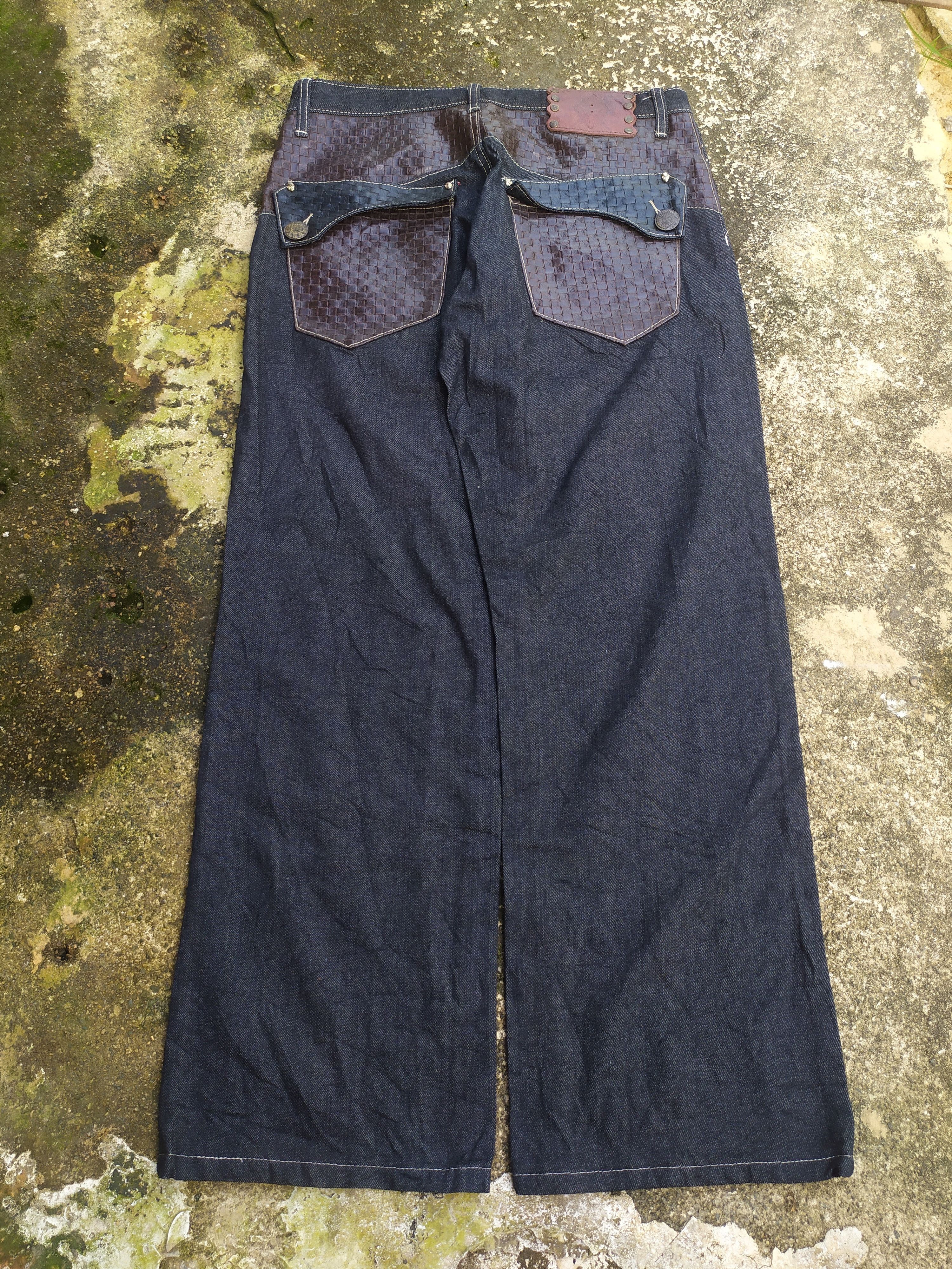 JNCO Kanji Jeans Baggy Leather Pocket Design Size US 34 / EU 50 - 1 Thumbnail