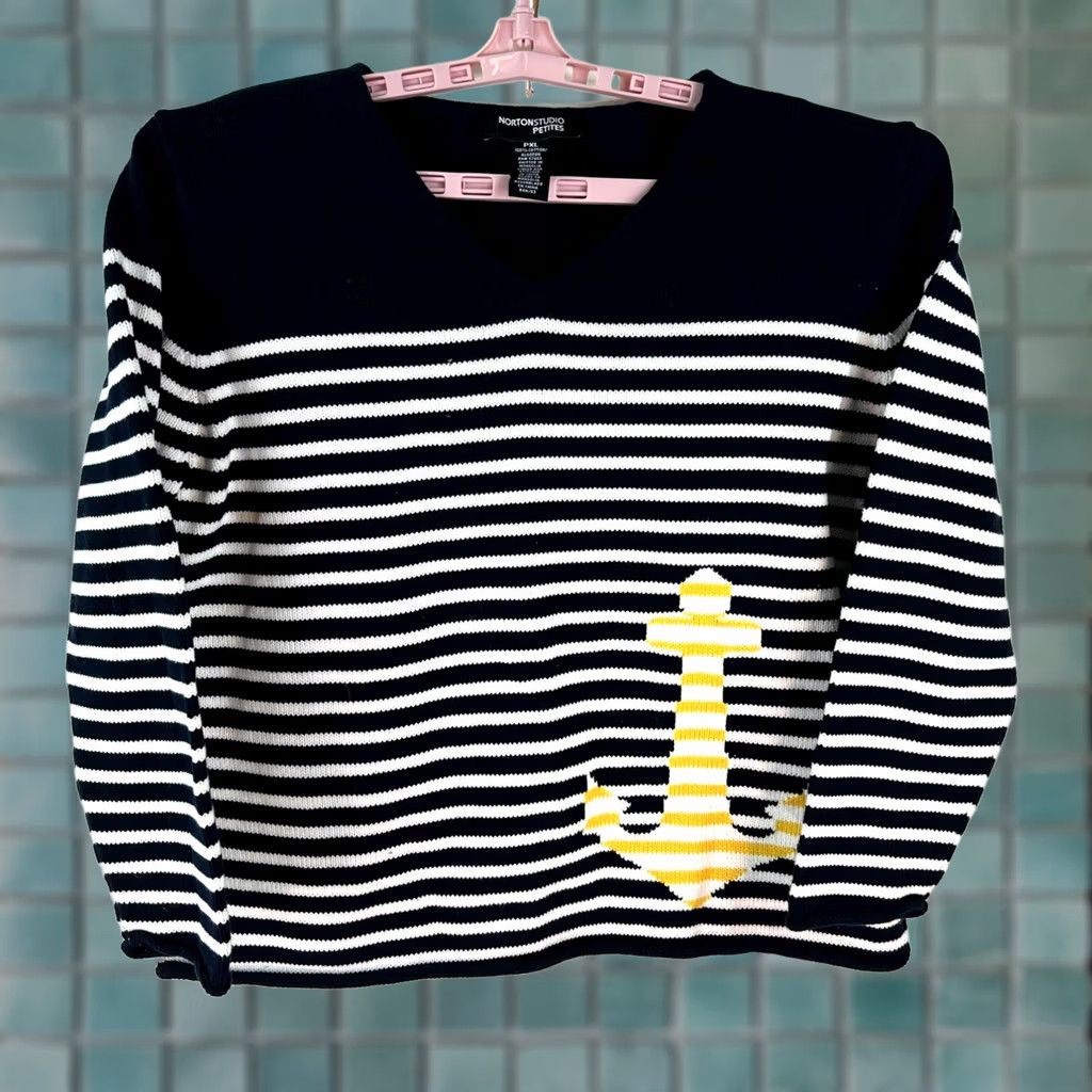Nautica Norton Womens Nautical Blue Knit Sweater Size PXL Long Sleeve Pullover Size XL / US 12-14 / IT 48-50 - 1 Thumbnail