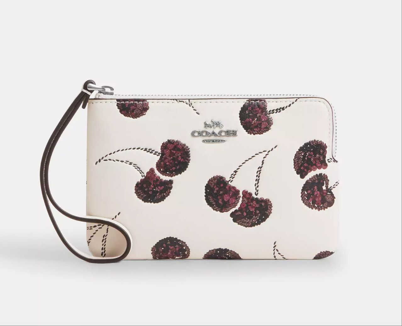 Coach NWT Coach Corner Zip Wristlet With Cherry Print CDF05 Size ONE SIZE - 4 Thumbnail