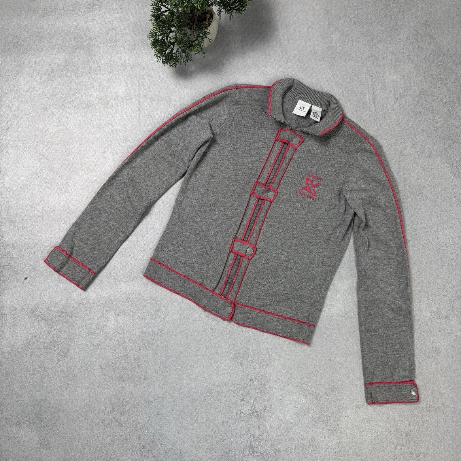 AX Armani Exchange Women Grey Cardigan Size S Cotton