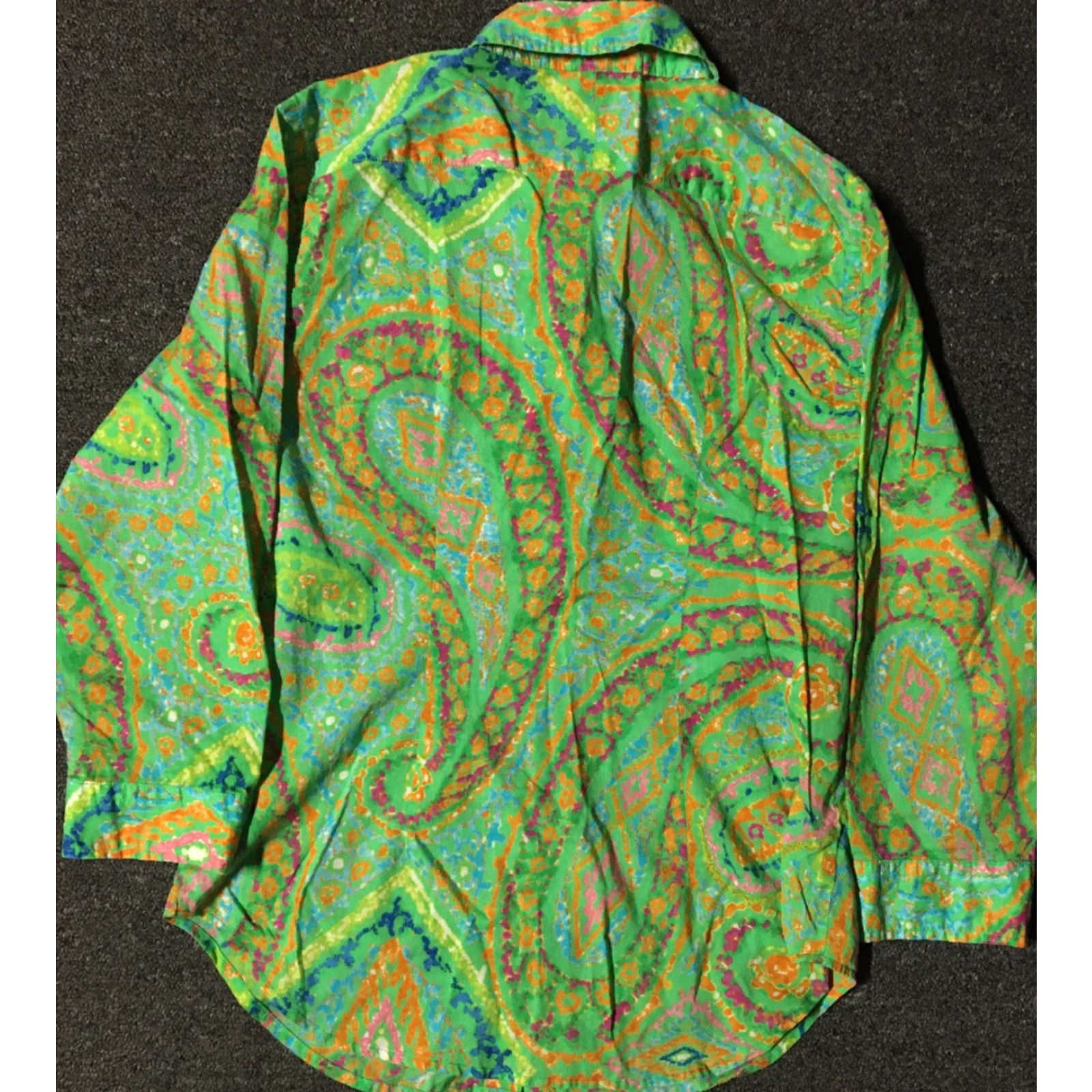Polo Ralph Lauren VINTAGE Polo Ralph Lauren Button-Down Shirt M Green 90s Abstract Art Paisley Women Shirt Size M / US 6-8 / IT 42-44 - 3 Thumbnail