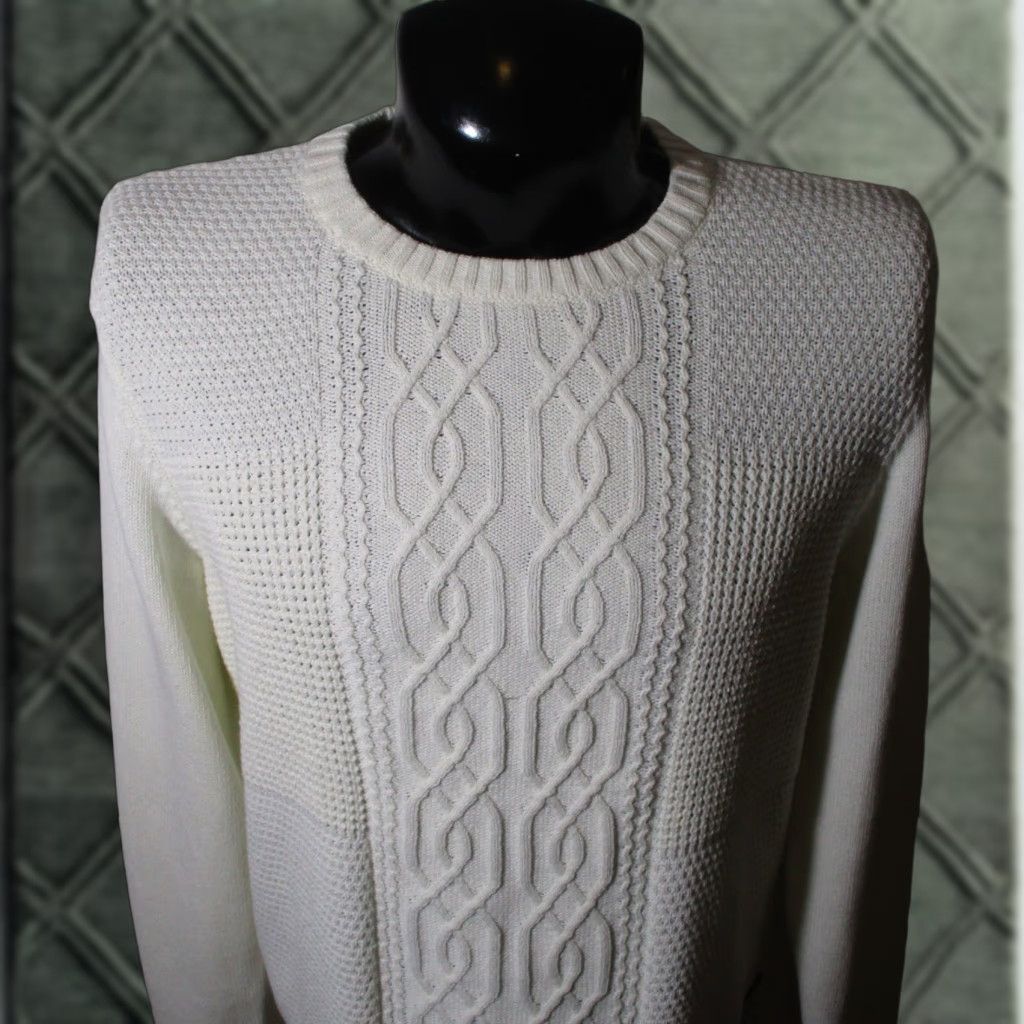 Ben Sherman BEN SHERMAN White Long Sleeve Semi Cable Knit Sweater Men's Size L NWOT Size US L / EU 52-54 / 3 - 1 Thumbnail