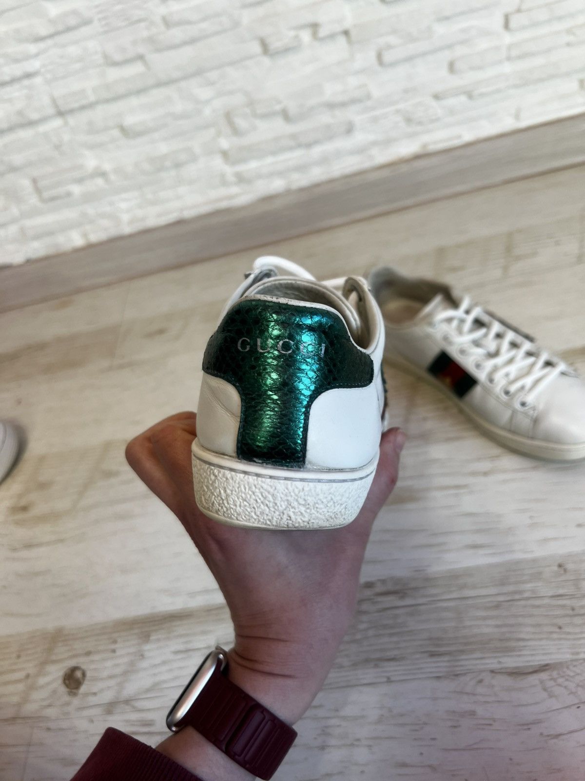 Gucci Gucci Ace Pineapple Ladybug Embroidered Leather Sneakers Size US 6.5 / IT 36.5 - 12 Thumbnail