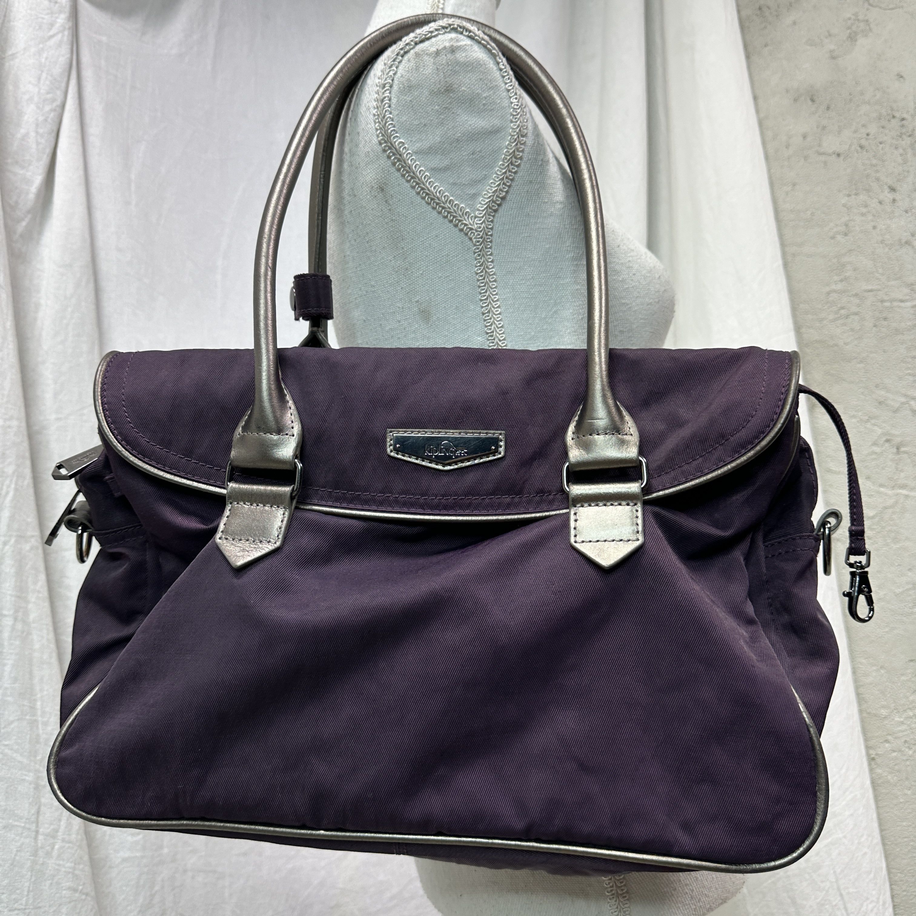 Vintage Vintage Grunge Nylon Kipling Shoulder Purple Plum Bag Y2K Size ONE SIZE - 2 Thumbnail