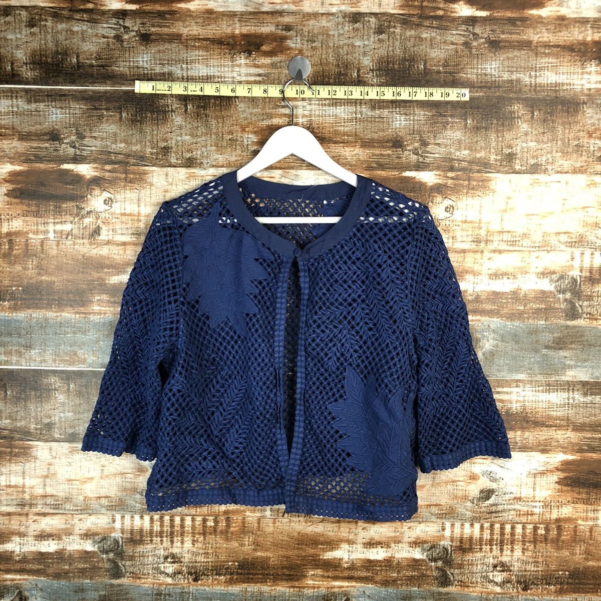 Hiroko Koshino Homme × Homespun Knitwear × Japanese Brand Hiroko Bis koshino Blue Knitwear crochet meshnet #A1557 Size M / US 6-8 / IT 42-44 - 1 Thumbnail