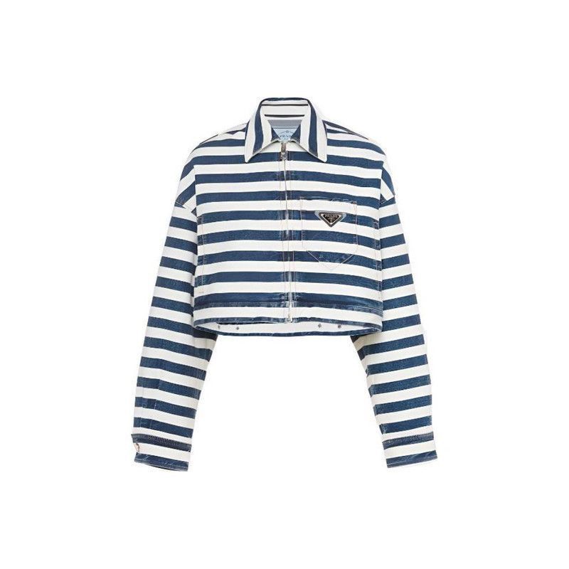 Prada Prada Navy Striped Denim Short Jacket-2506 Size US S / EU 44-46 / 1 - 4 Thumbnail