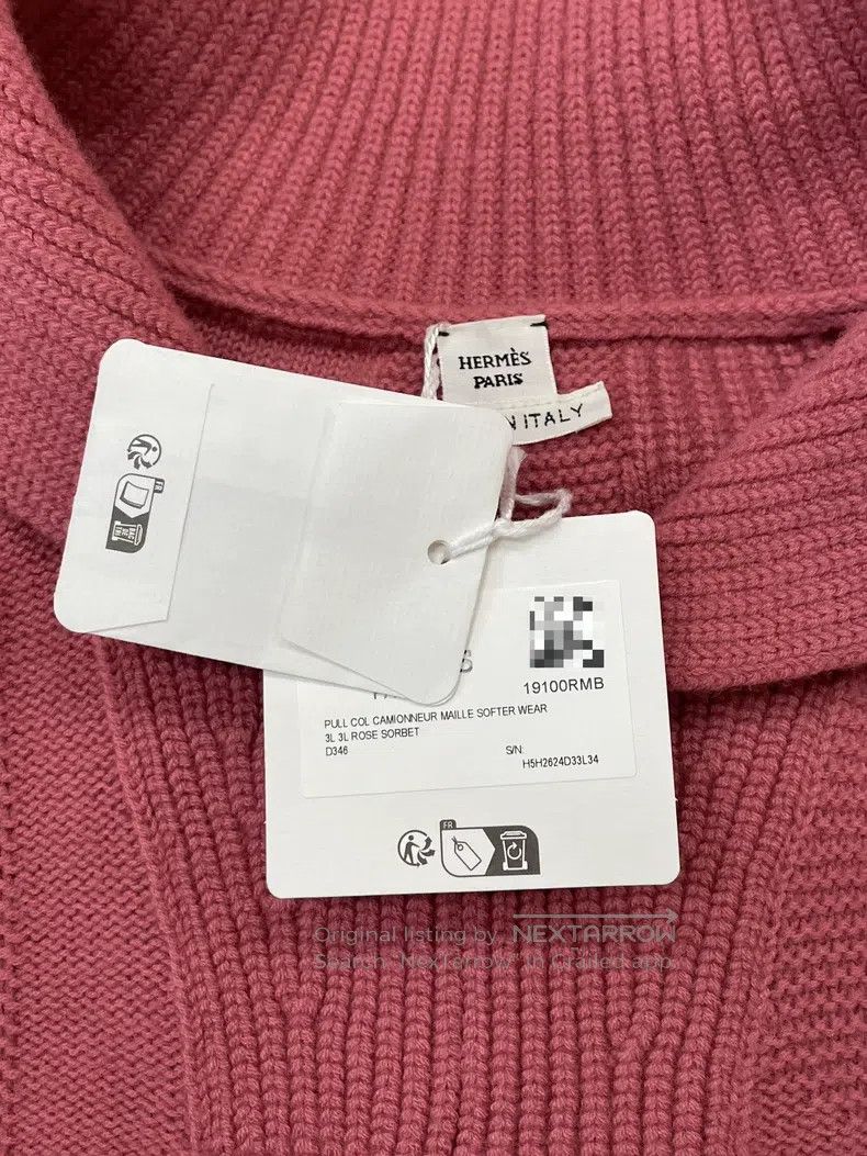 Hermes Hermes 25 Fall/Winter Pink Collar Knit Long Sleeve Top Size XXS / US 00 / IT 34 - 3 Thumbnail