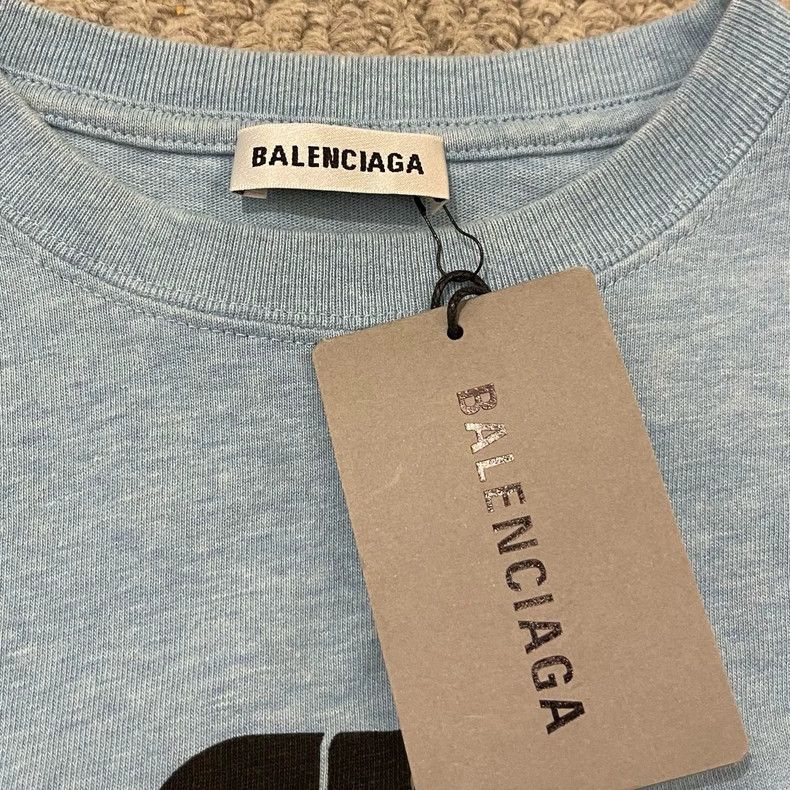 Balenciaga Balenciaga Haze Blue Double B Lock Logo Short Sleeve T-Shir Size US S / EU 44-46 / 1 - 5 Thumbnail