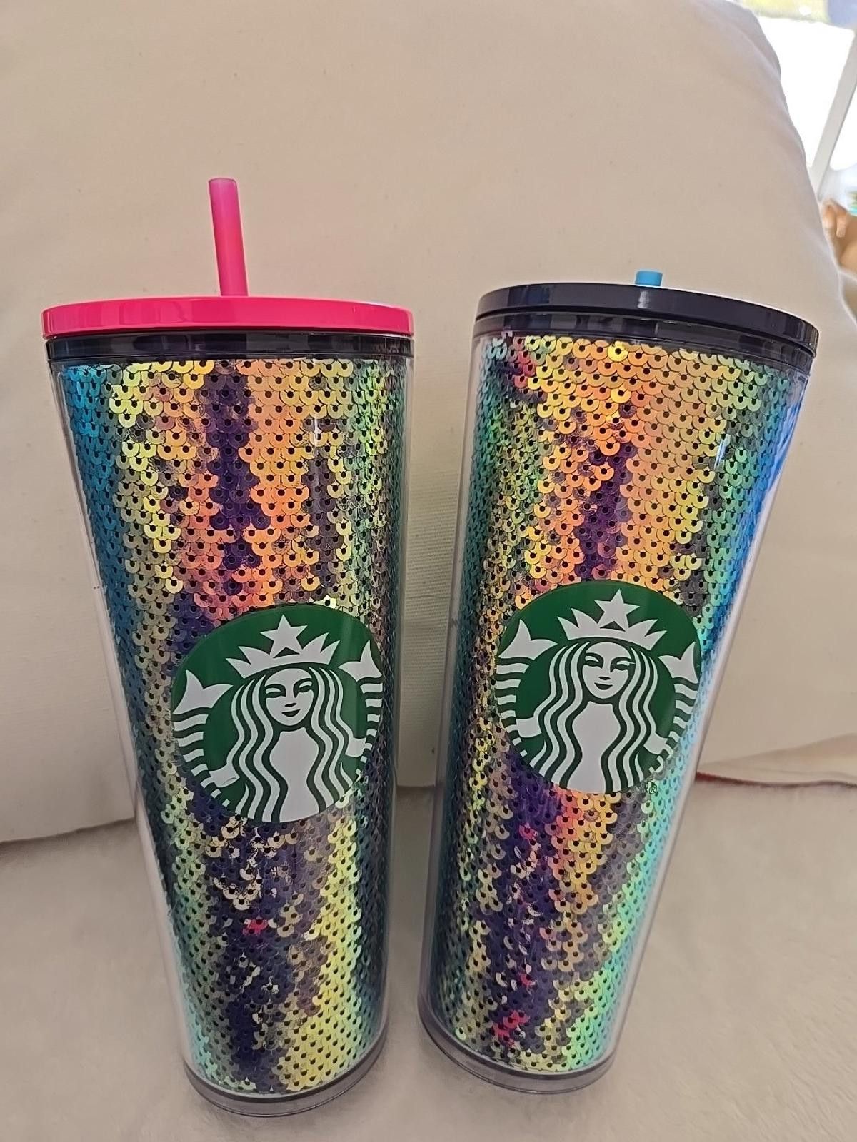 Other 2 Starbucks Iridescent Sequin Cold Cup Tumblers 24 oz. Size ONE SIZE - 1 Thumbnail