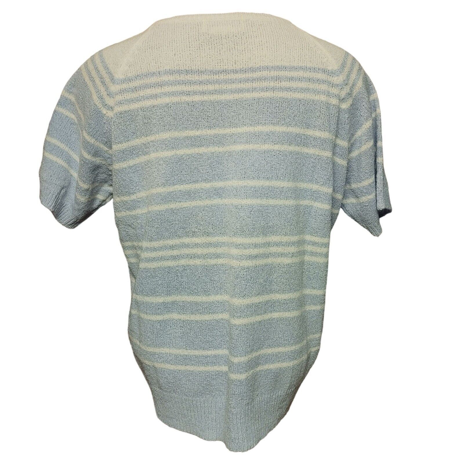 Basic Editions Basic Editions Women's White Stripped Knit T-Shirt XL Size XL / US 12-14 / IT 48-50 - 2 Thumbnail