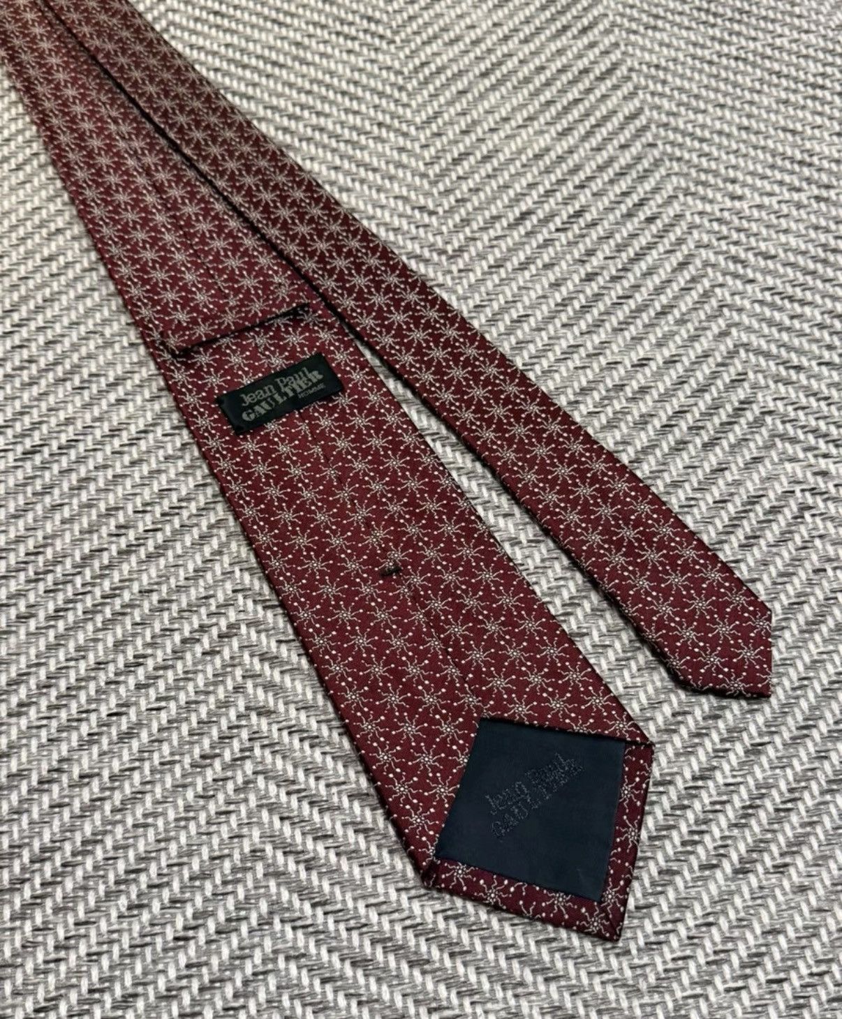 Jean Paul Gaultier Jean Paul Gaultier Chainmail Burgundy Radiant Floral Tie K23 Size ONE SIZE - 5 Thumbnail